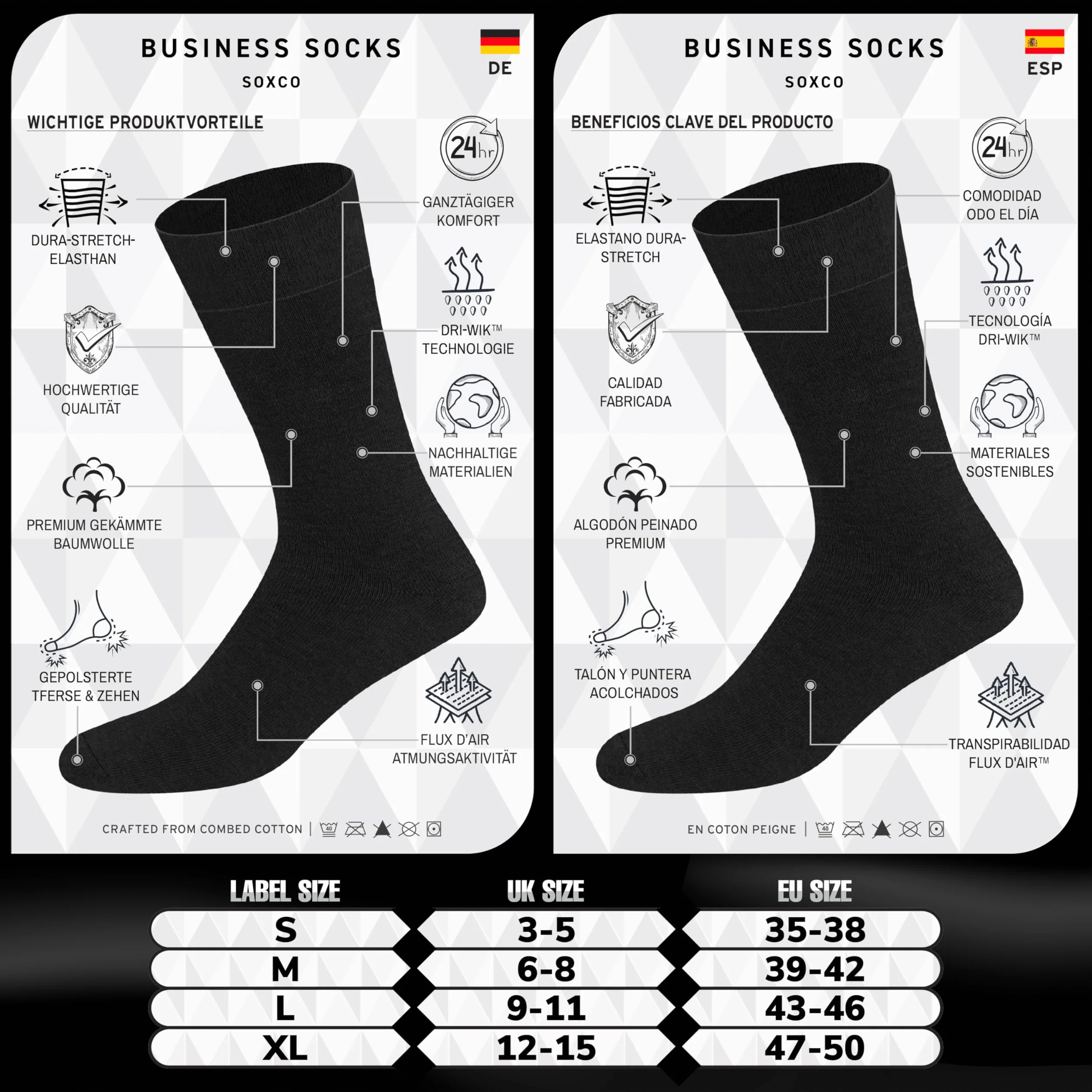 Calcetines de algodón para hombre hasta la pantorrilla, Paquete de 12 pares