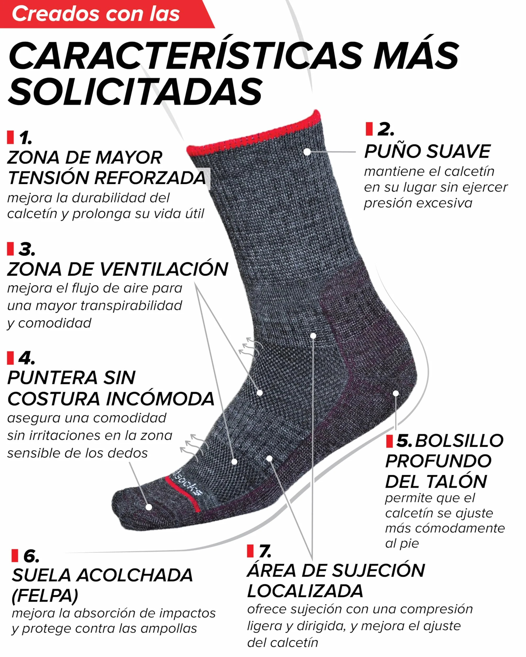 Calcetines Senderismo Lana Merino Antiampollas Hombre Trekking Invierno