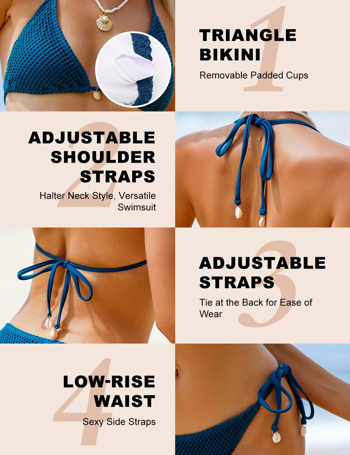 Vancavoo Bikinis Mujer Brasileño Traje de Baño Dos Piezas Push Up Triángulo