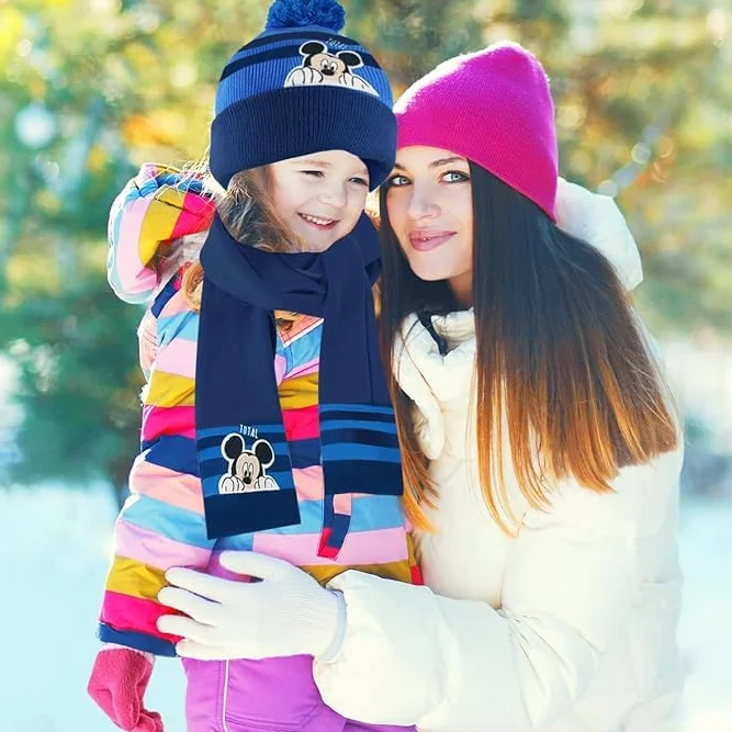 Set Guantes Niña Gorro Invierno Niño Bufanda Tejido de Punto