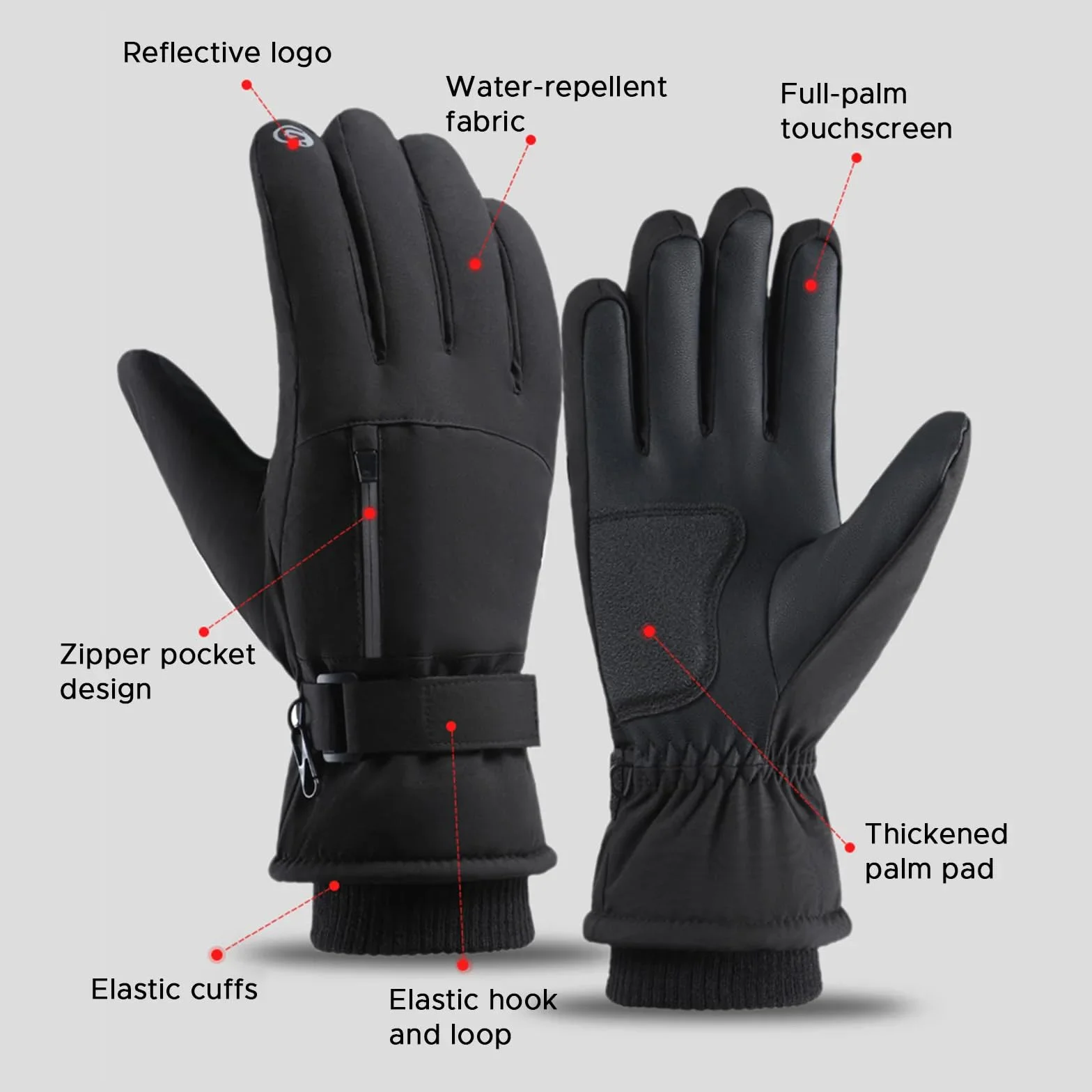 Guantes Invierno Impermeable Pantalla Táctil para Frio Ciclismo Running Esqui Snowboard Moto Calefactables