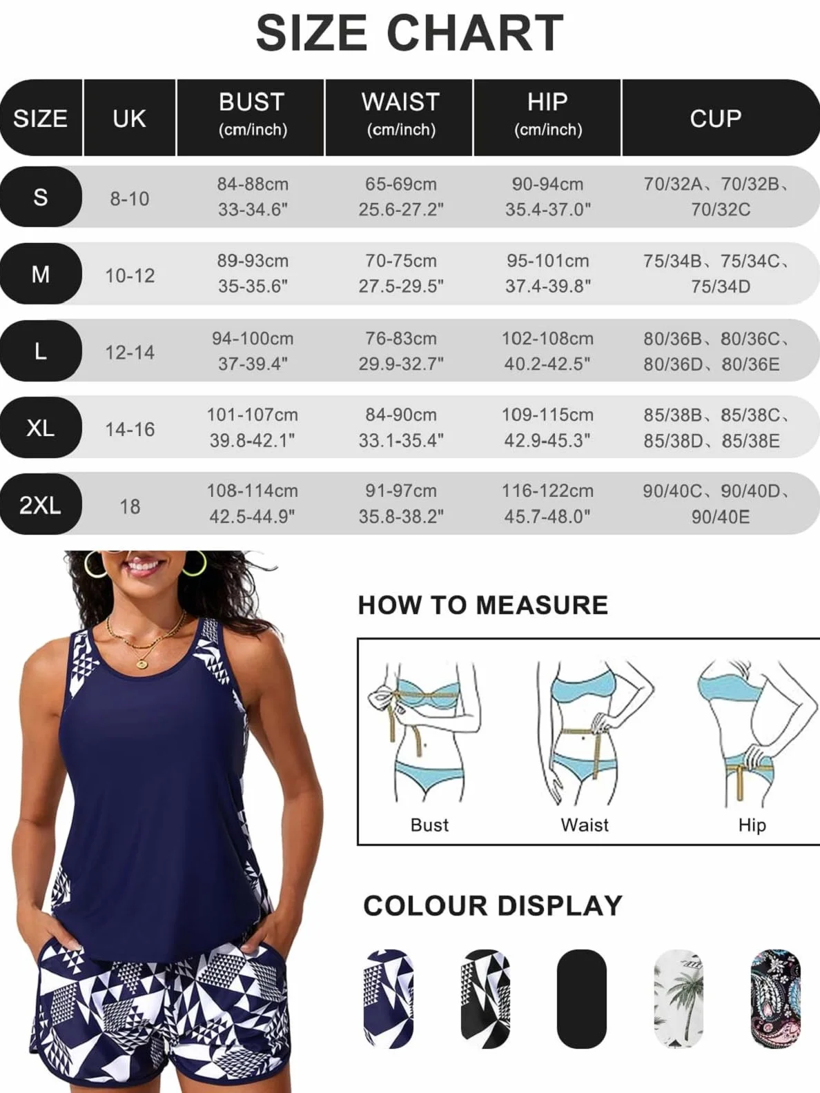 CheChury Tankini 2 Piezas Traje de Baño Reductor Vientre Plano Push Up con Shorts Mujer Tallas Grandes