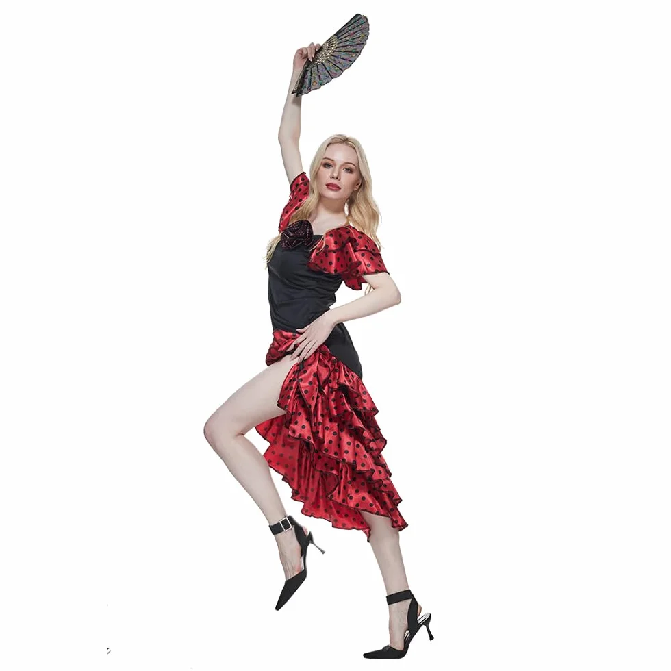 EraSpooky Vestido de flamenco mujer adulta disfraz fiesta