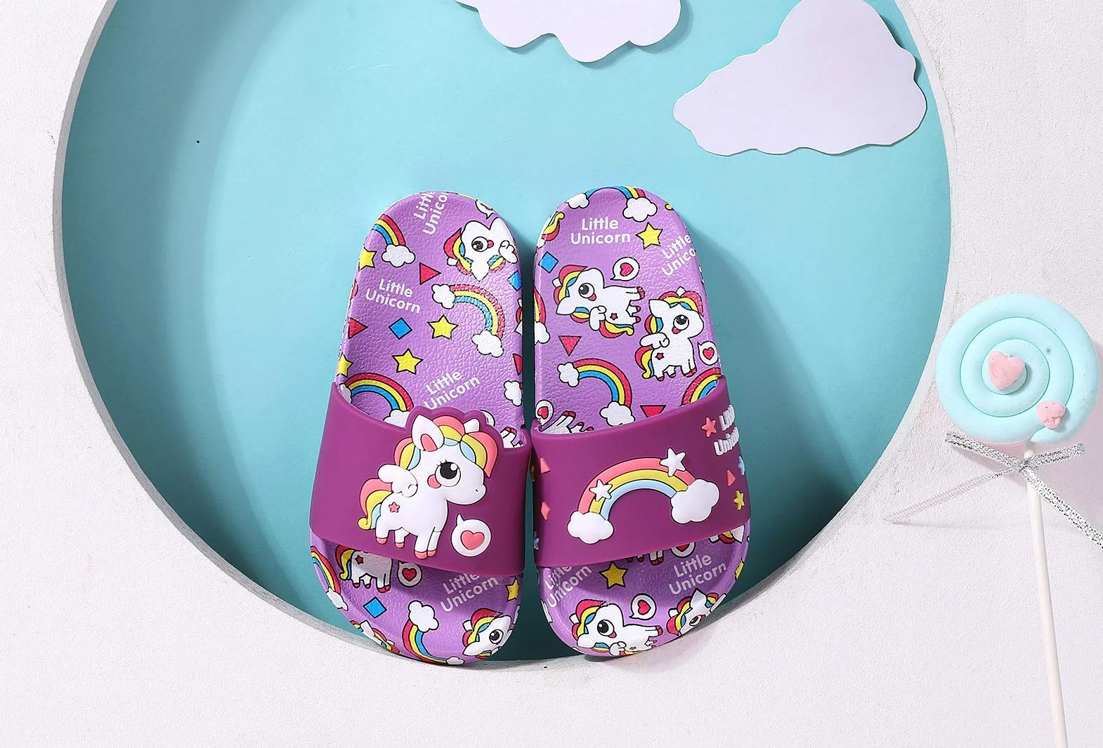 Chanclas para Niñas Sandalias de Baño Antideslizantes Unicornio