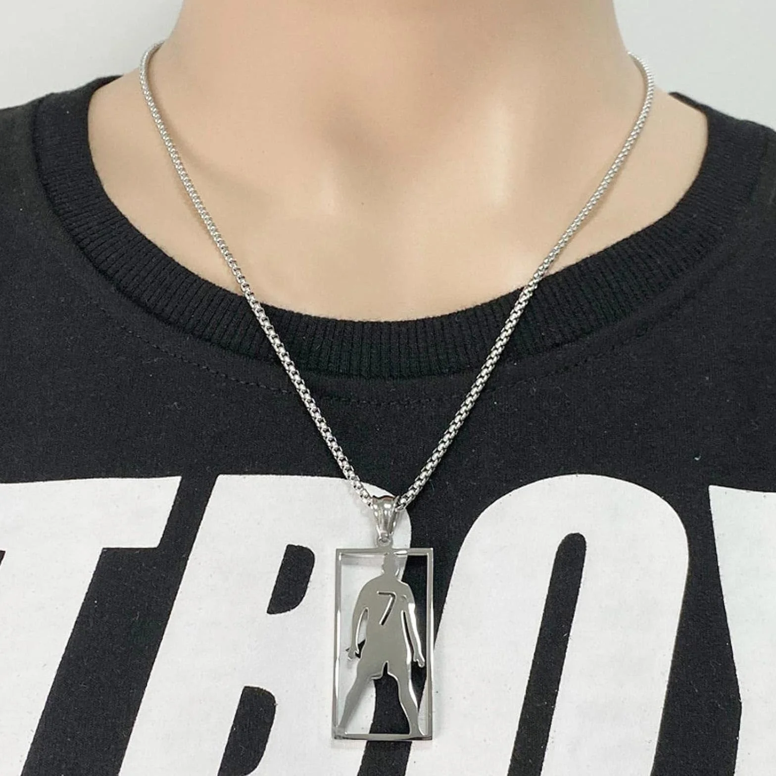 Juego de collar de fútbol de acero inoxidable ajustable y pulsera de silicona para hombres