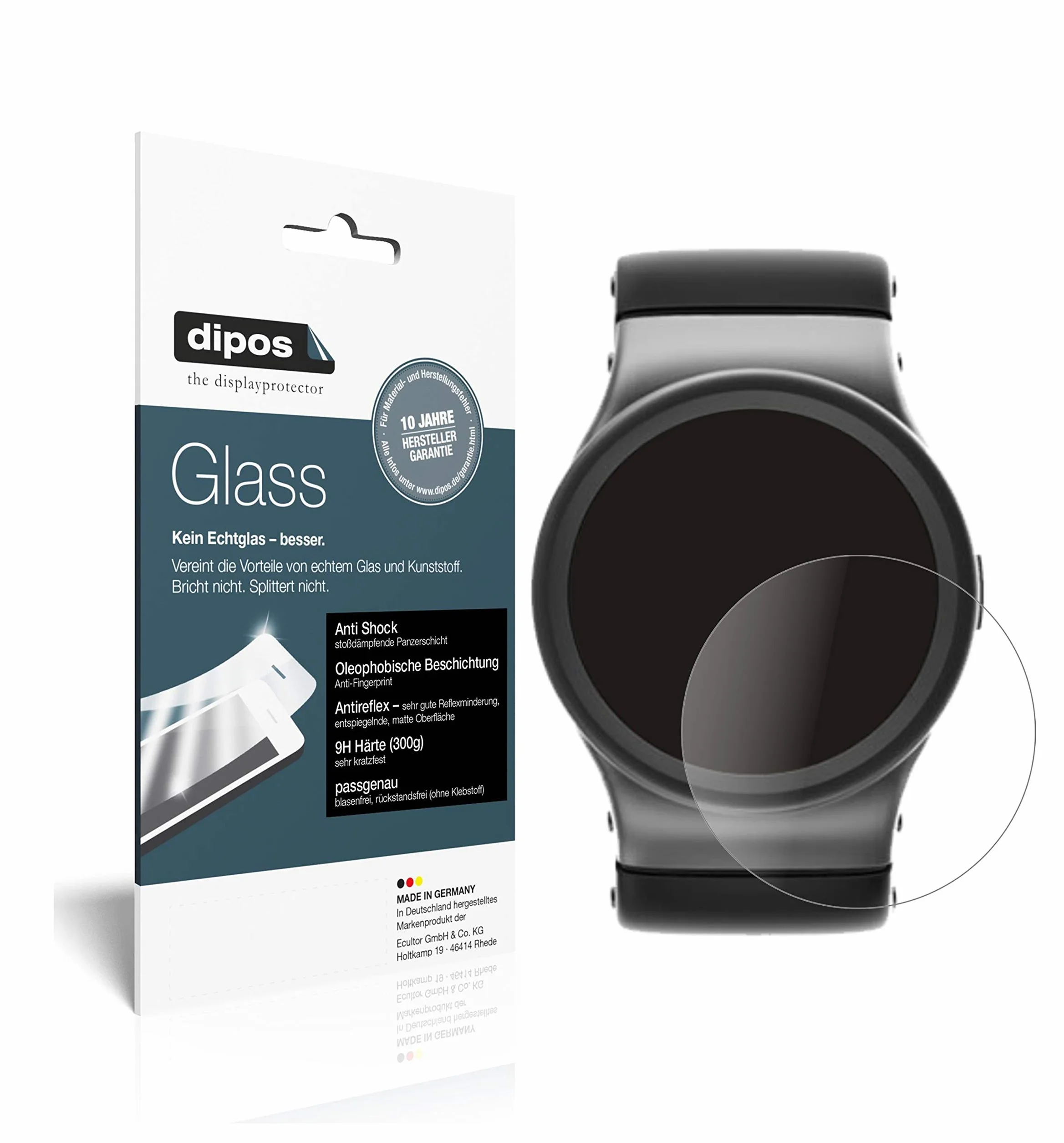 dipos Protector de Pantalla Mate 55mm Reloj Vidrio Flexible 9H