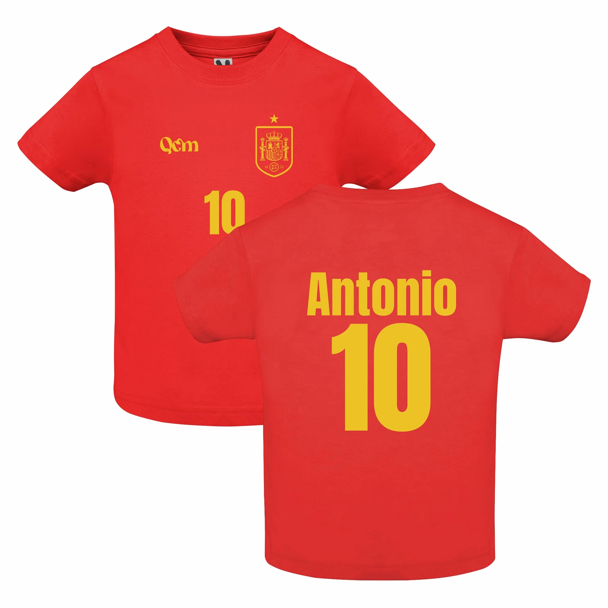 Camiseta Fútbol España Bebé Personalizada Nombre Número Escudo