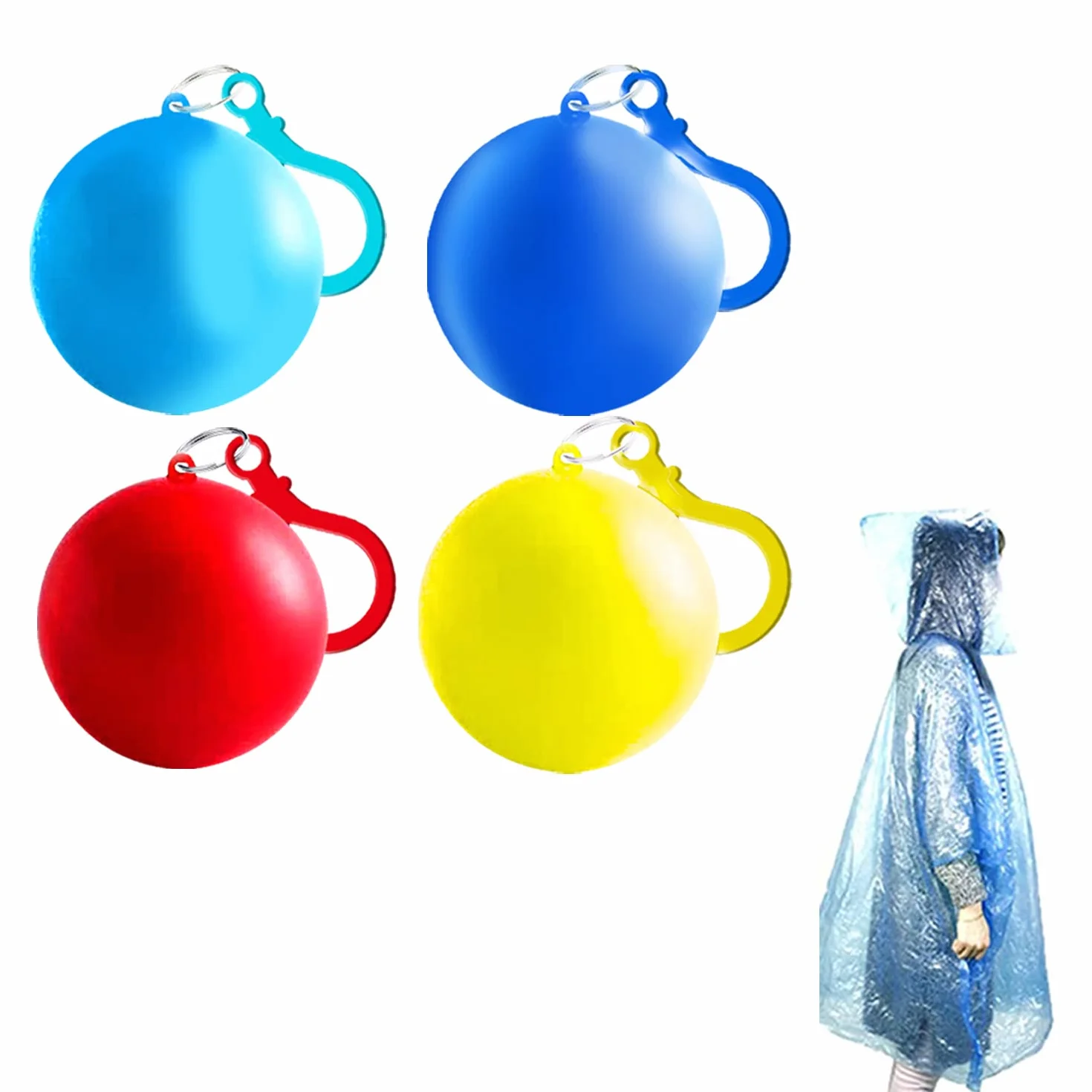 Poncho de Plástico Reutilizable Impermeable 4 Piezas Capa de Lluvia para Viajes