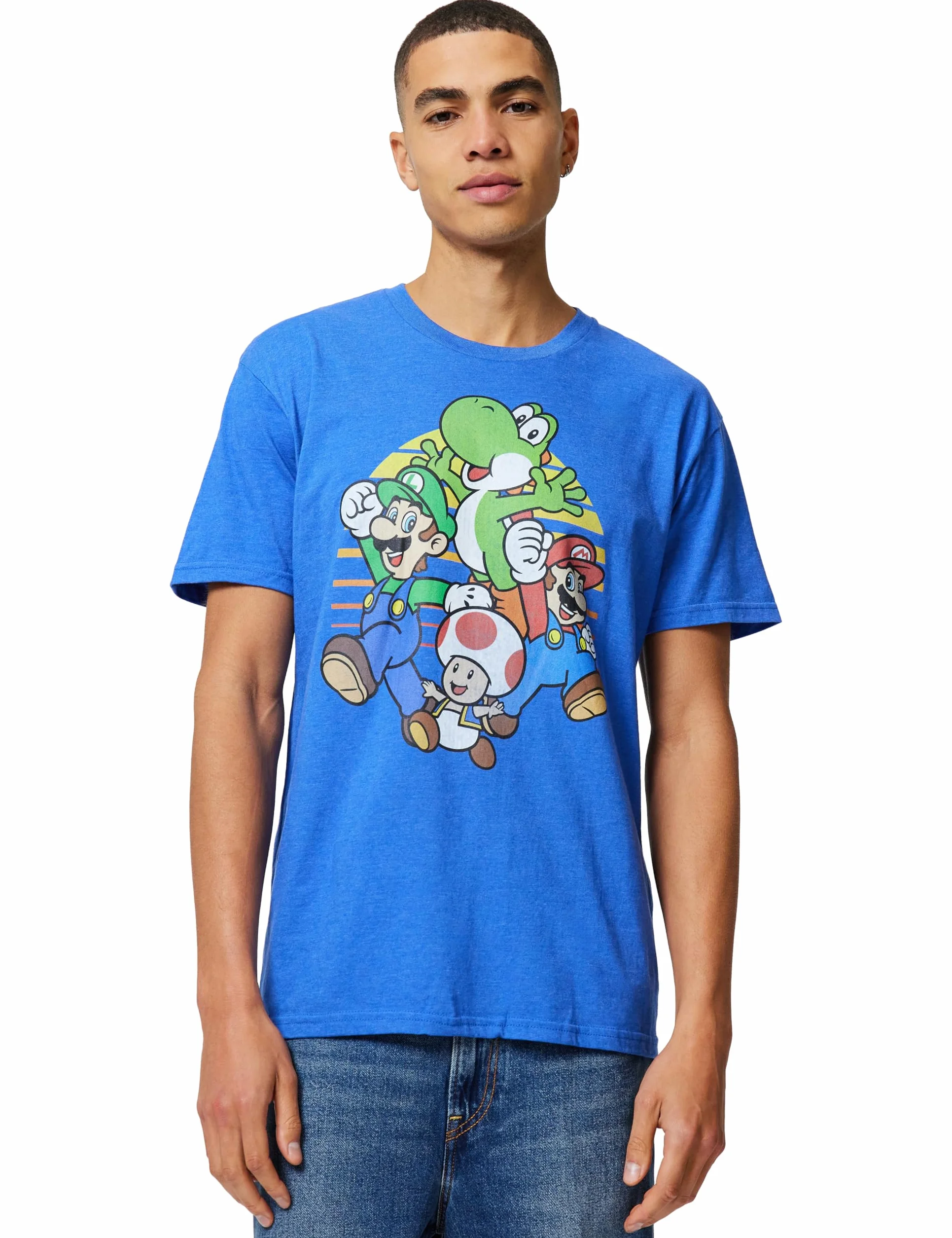 Nintendo Mario and Friends Circle Retro Camiseta Hombre