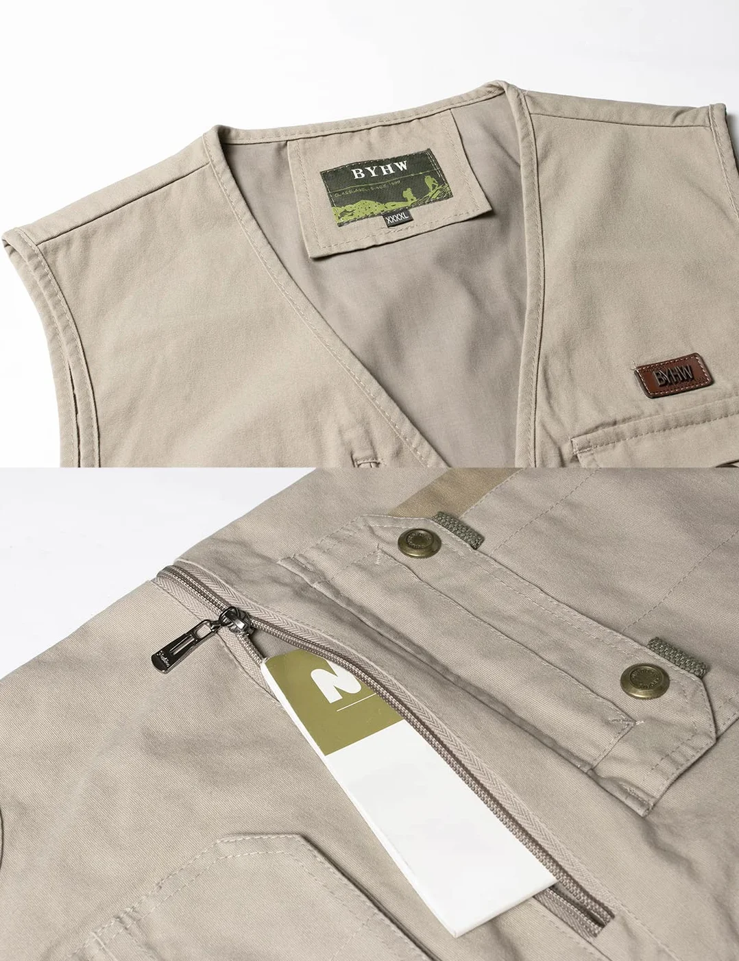 Chaleco de Pesca Hombre Multibolsillos Chaleco Deportivos de Caza Fotografia Algodón Chaleco Tipo Safari Chaqueta Sin Mangas Al Aire Libre