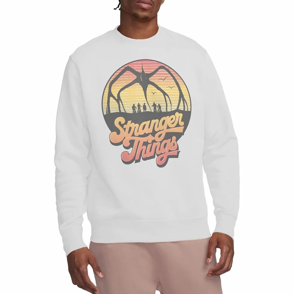 Stranger Things 80's Sunset Mindflayer Sweatshirt White Unisex Adulto