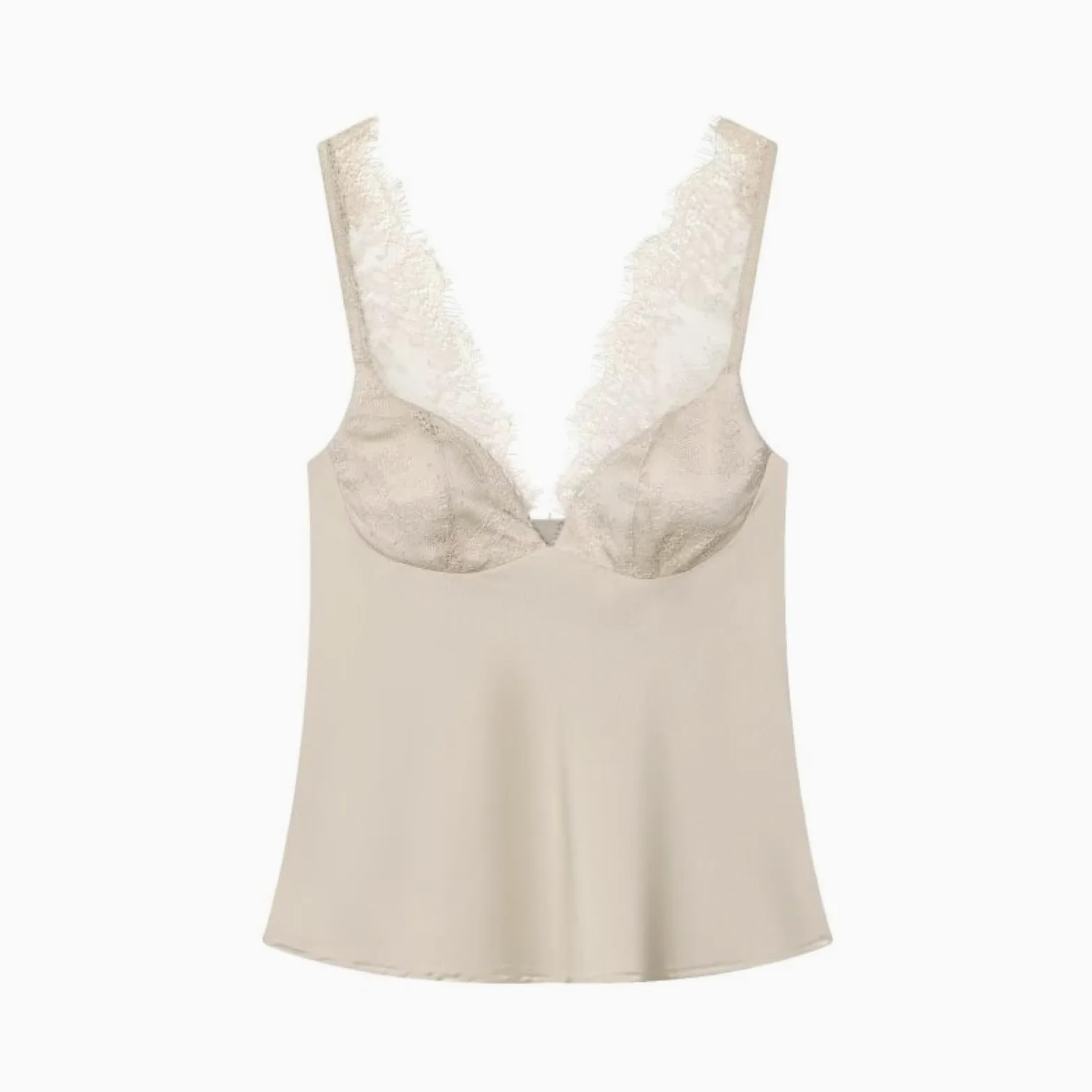 Chaleco de Mujer Camisola Encaje Satén Las Mujeres - Sexy Cuello En V Top Sin Mangas para El Verano, Fiesta Y Trajes Playa, Sensación Sedosa Cómoda-Coffee-m