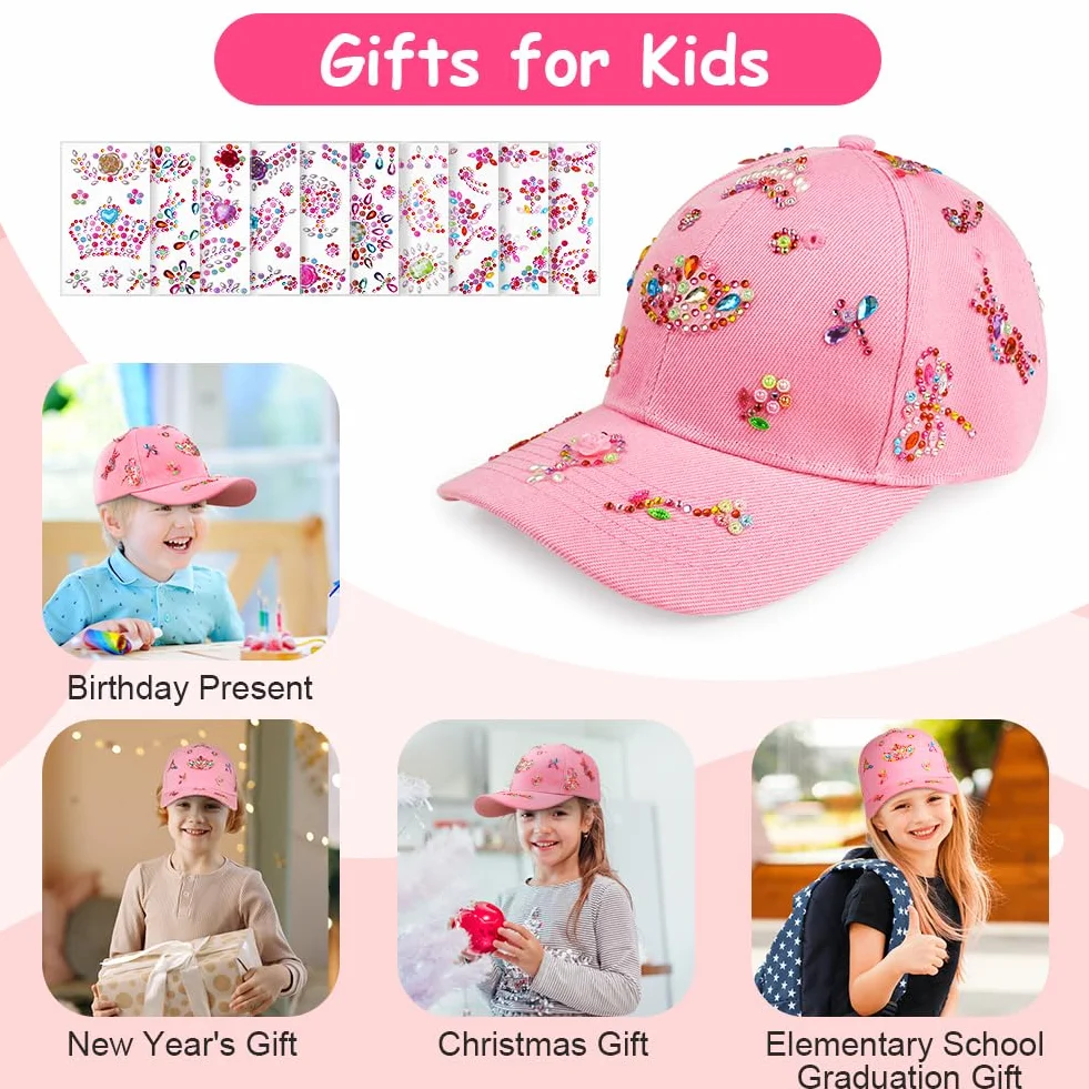 Gorra de Béisbol DIY con Pegatinas de Brillante Diamantes para Niñas