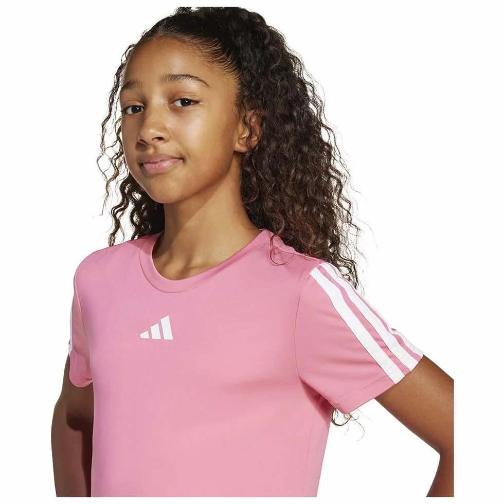 Adidas Train Essentials 3-Stripes Shirt Pink Fusion White 13-14 Years