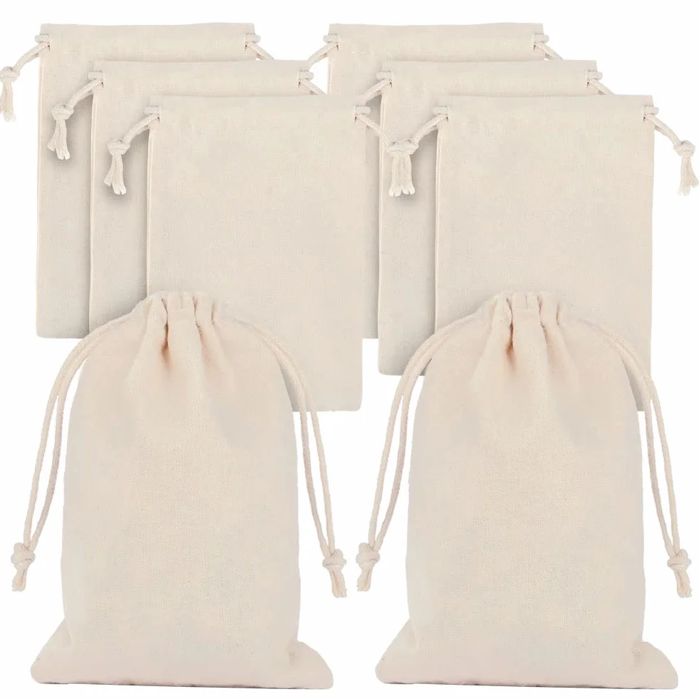Aucuu 25PCS Bolsas de Algodón, 10 x 15 cm, Sacos de Caramelos, Mini Bolsas de Dinero, Bolsas de Regalo para Fiestas de Cumpleaños, para Bodas, Navidad
