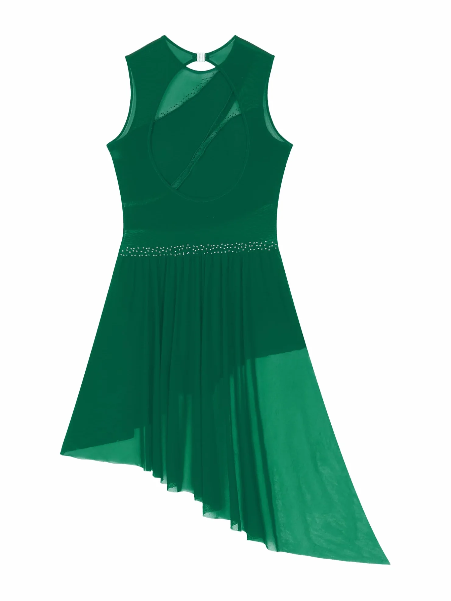 Vestido de Patinaje Mujer Maillot Artístico con Falda sin Mangas Brillante