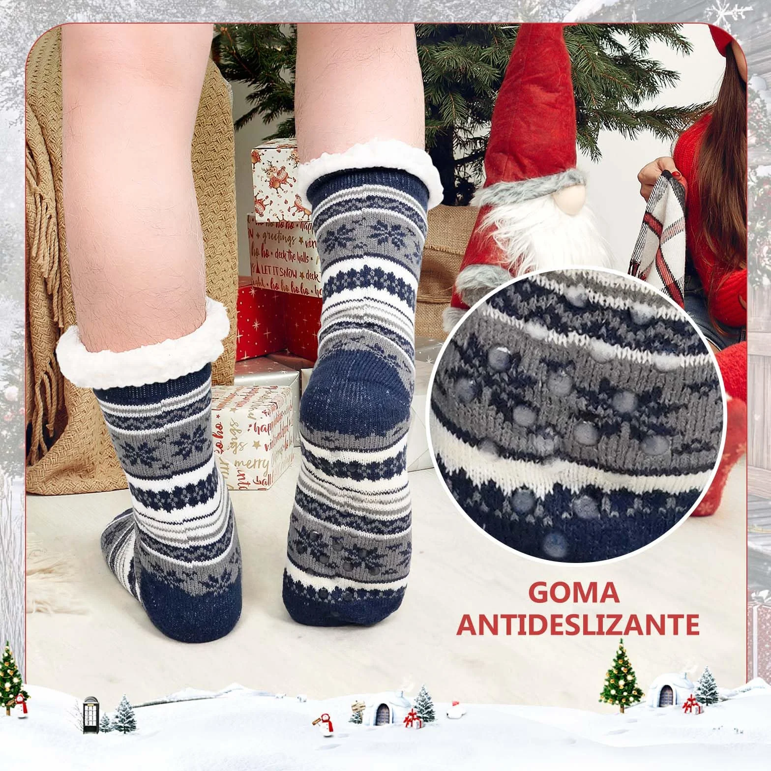 LOFIR Men's Fluffy Slipper Socks Thick Thermal Warm Winter Non-Slip Fuzzy Fleece Lined Soft Grip Cosy Novelty Stocking Christmas Gifts Bed Home 1 Pair Size 6-11
