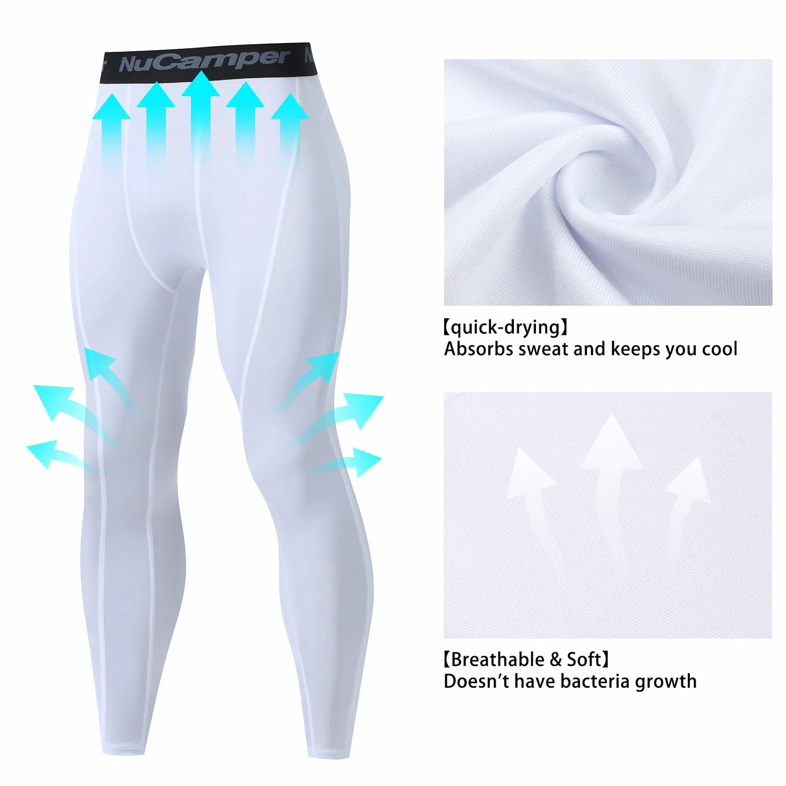 NuCamper Pantalones de Compresión para Hombres, Correr Baselayer Leggings, Secado Rápido, Entrenamiento Atlético