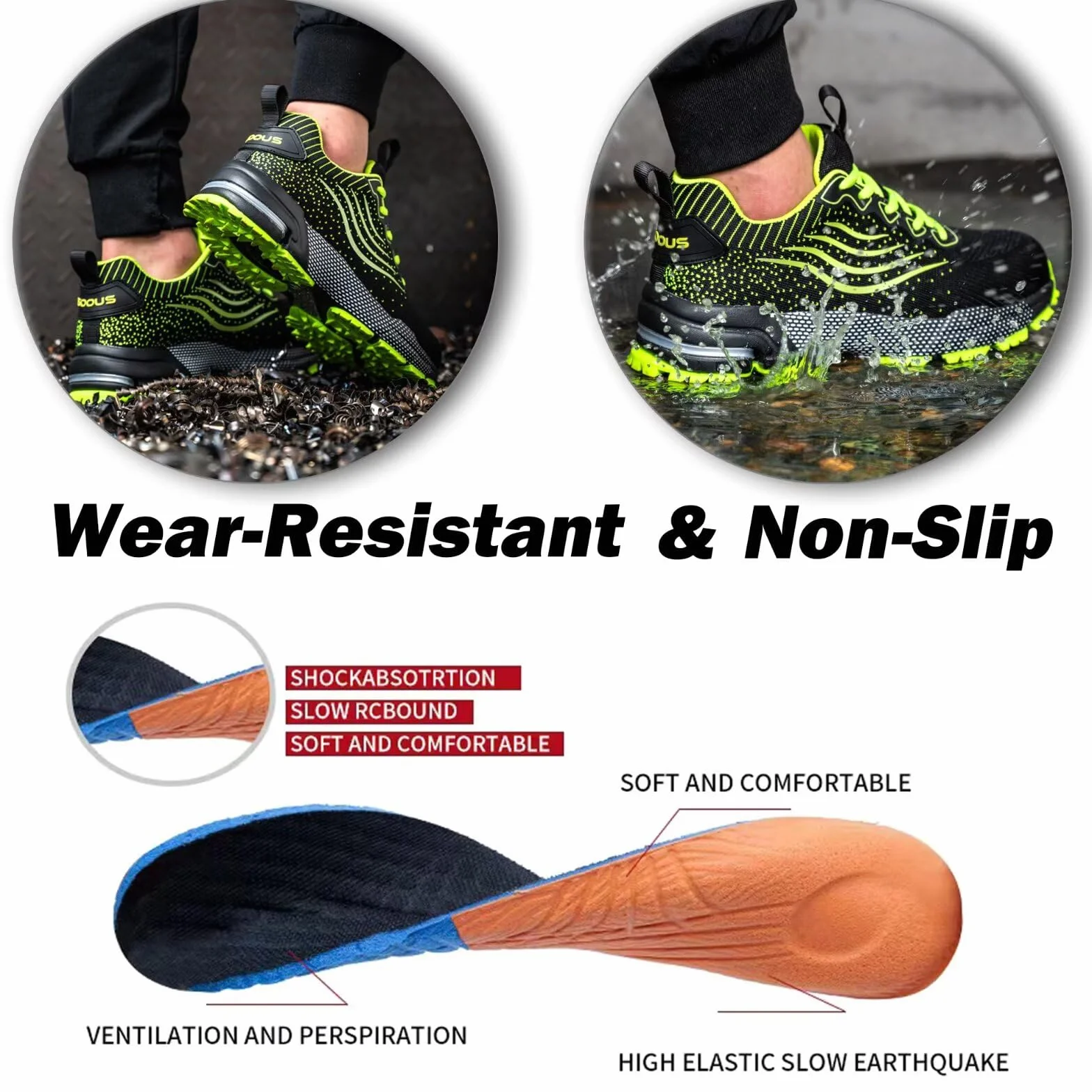 ISOOUS Zapatos de Seguridad Hombre Mujer Calzado de Trabajo Punta de Acero Transpirable Anti-pinchazos