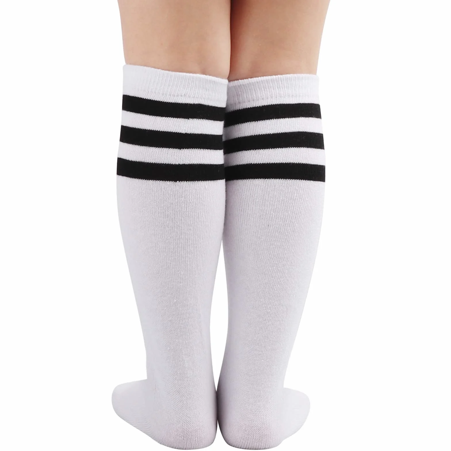 DRESHOW Calcetines de Fútbol a Rayas Hasta la Rodilla Algodón Largo Tubo para Niños
