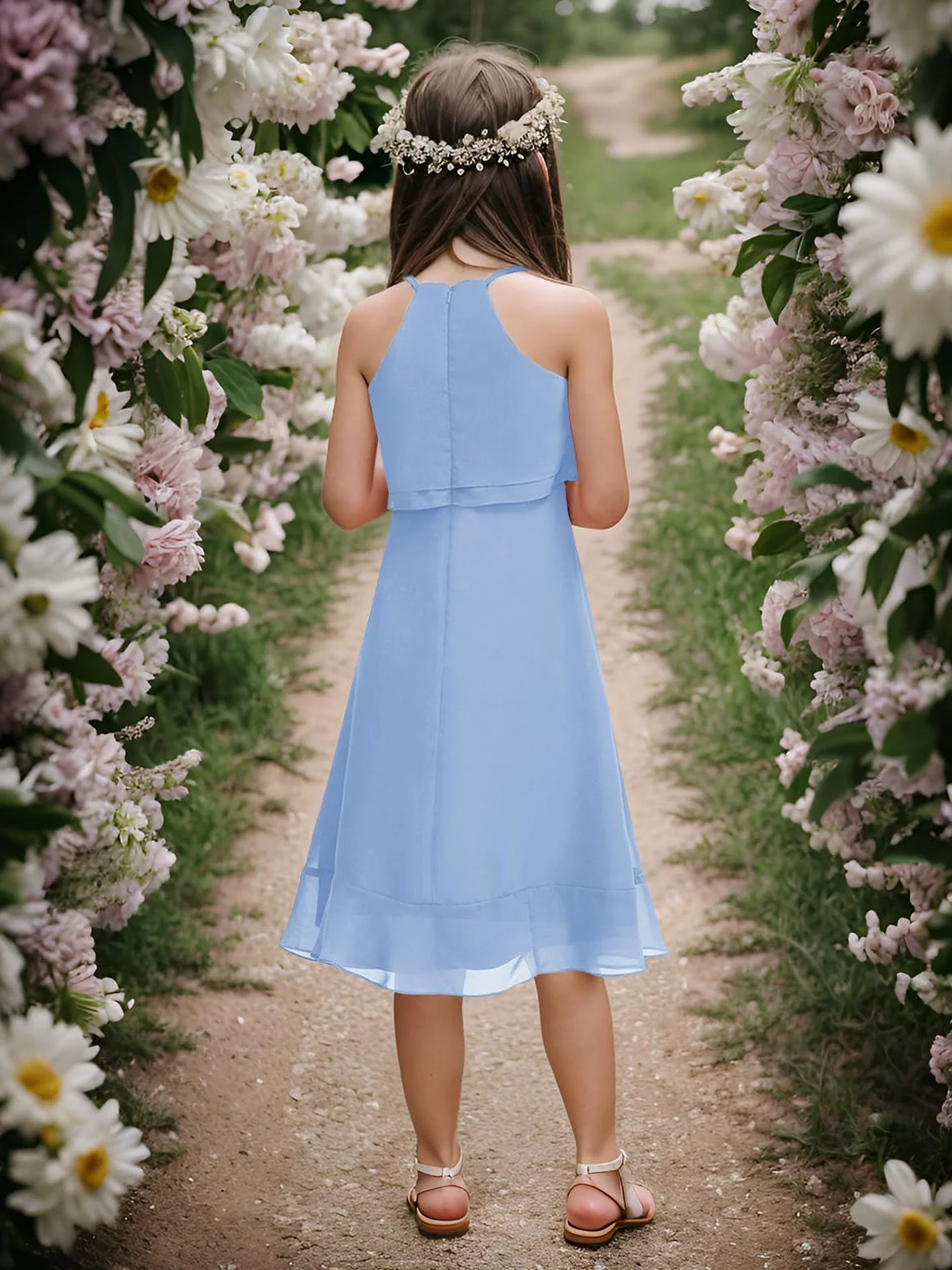 Vestido de fiesta de verano para niña sin mangas de princesa dama de honor boda