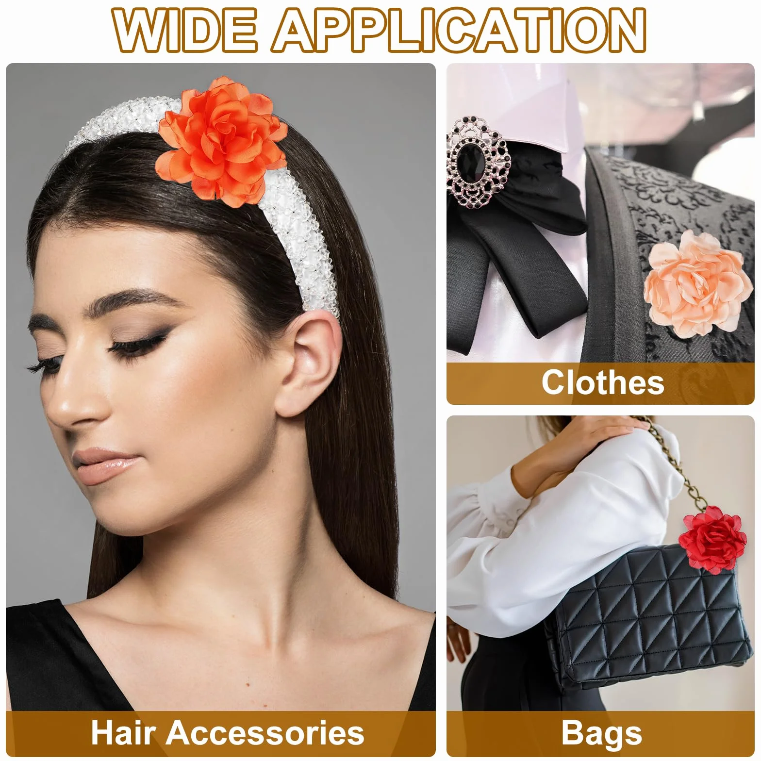 PATIKIL Flor Broche de Seda Satén Peonía Pinza de Pelo Clip Grande Solapa Accesorio para Mujer Boda Fiesta