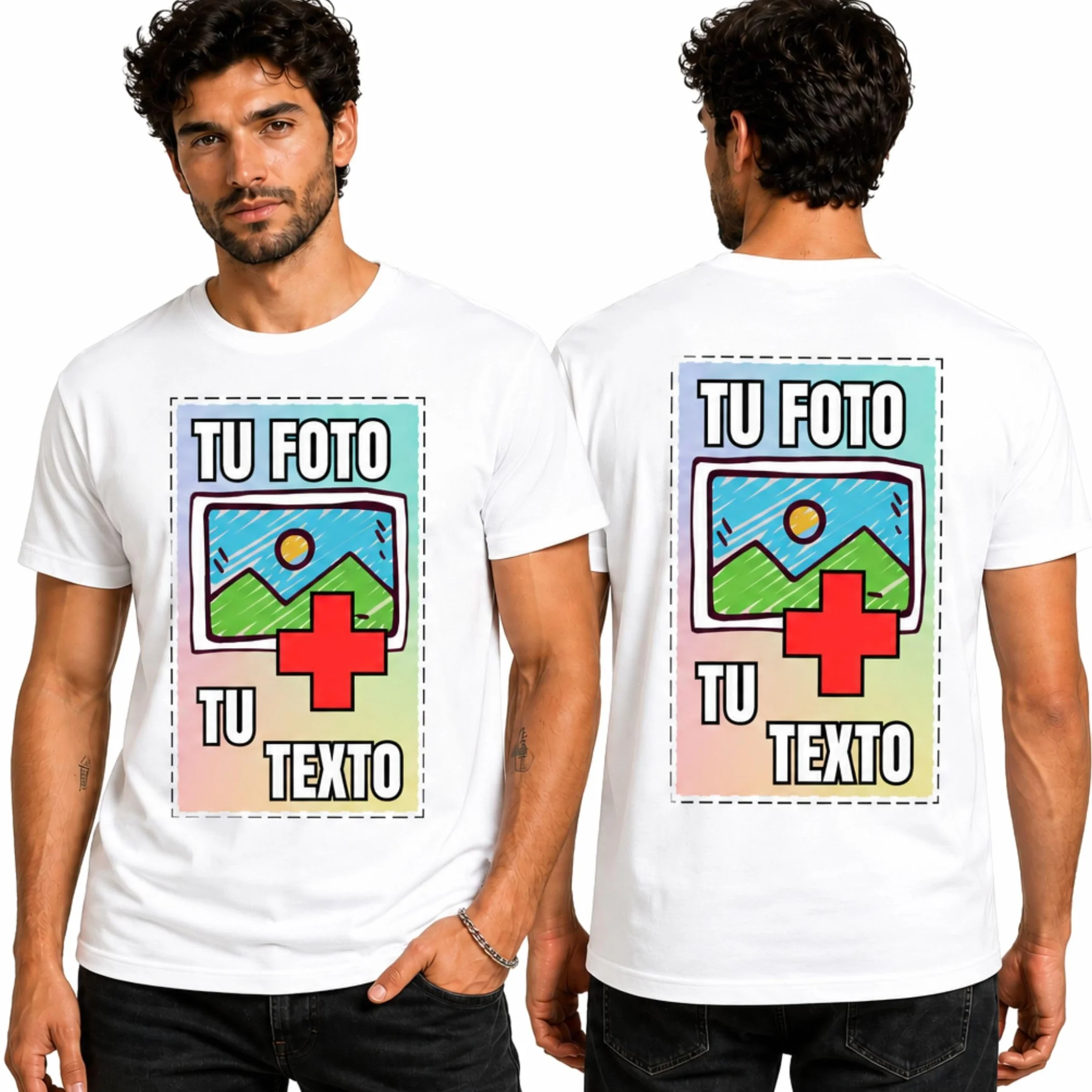 Camiseta Personalizada Hombre Mujer 100% Algodón Foto Texto Logo Envío 24h