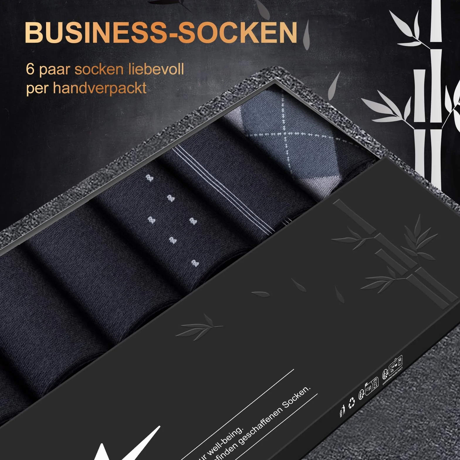 Calcetines de Bambú Transpirables para Hombre y Mujer 6 Pares, Calcetines de Negocios con Caja de Regalo