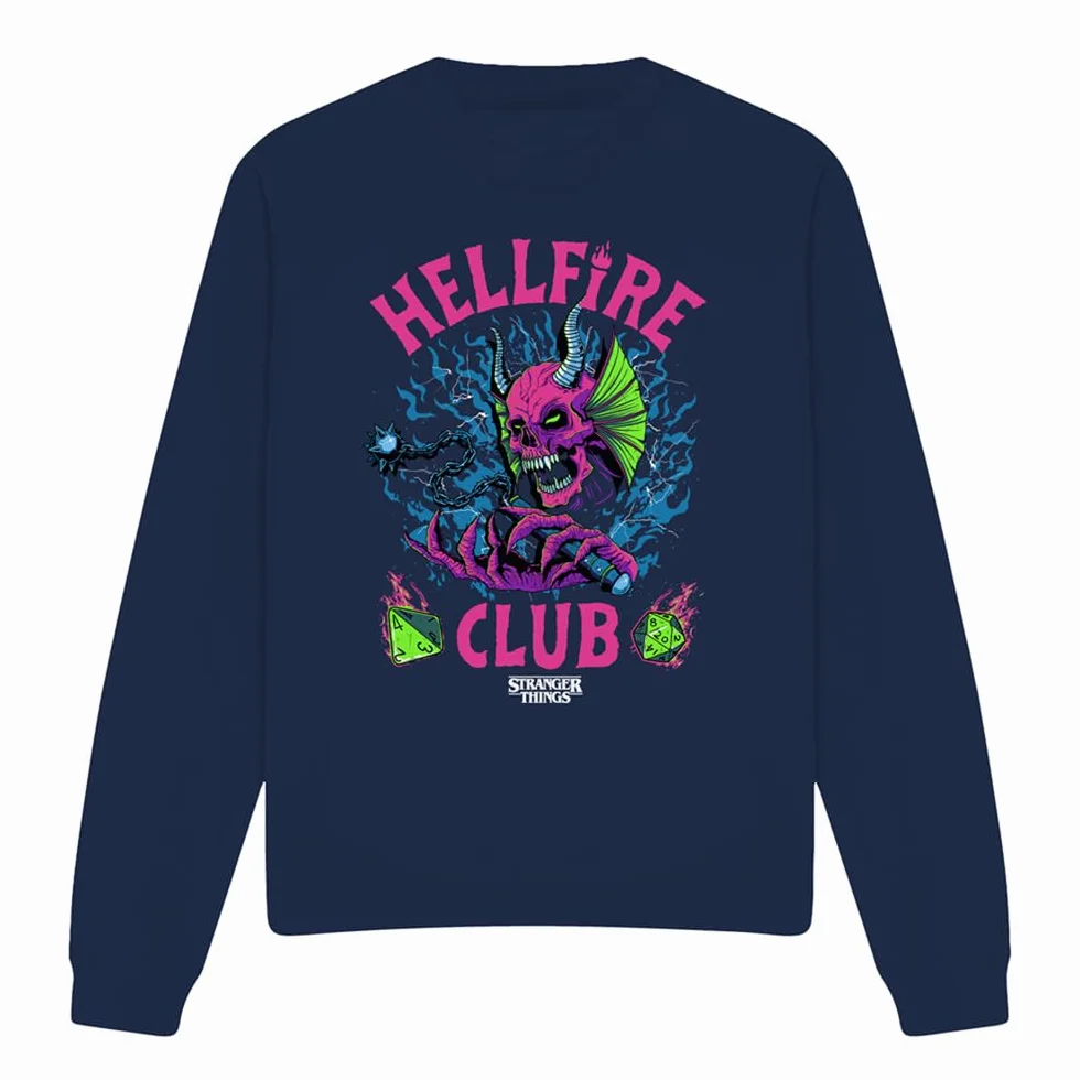 Stranger Things Hellfire Neon Dice Sweatshirt Navy