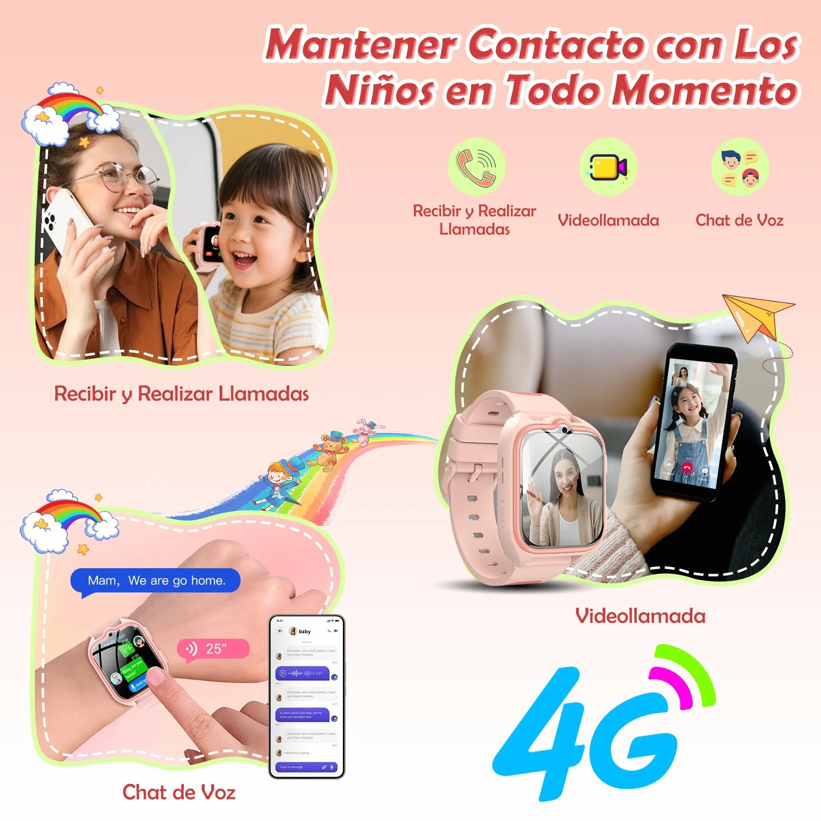 Smartwatch 4G Niñas 1.75" con Videollamadas GPS 800 mAh