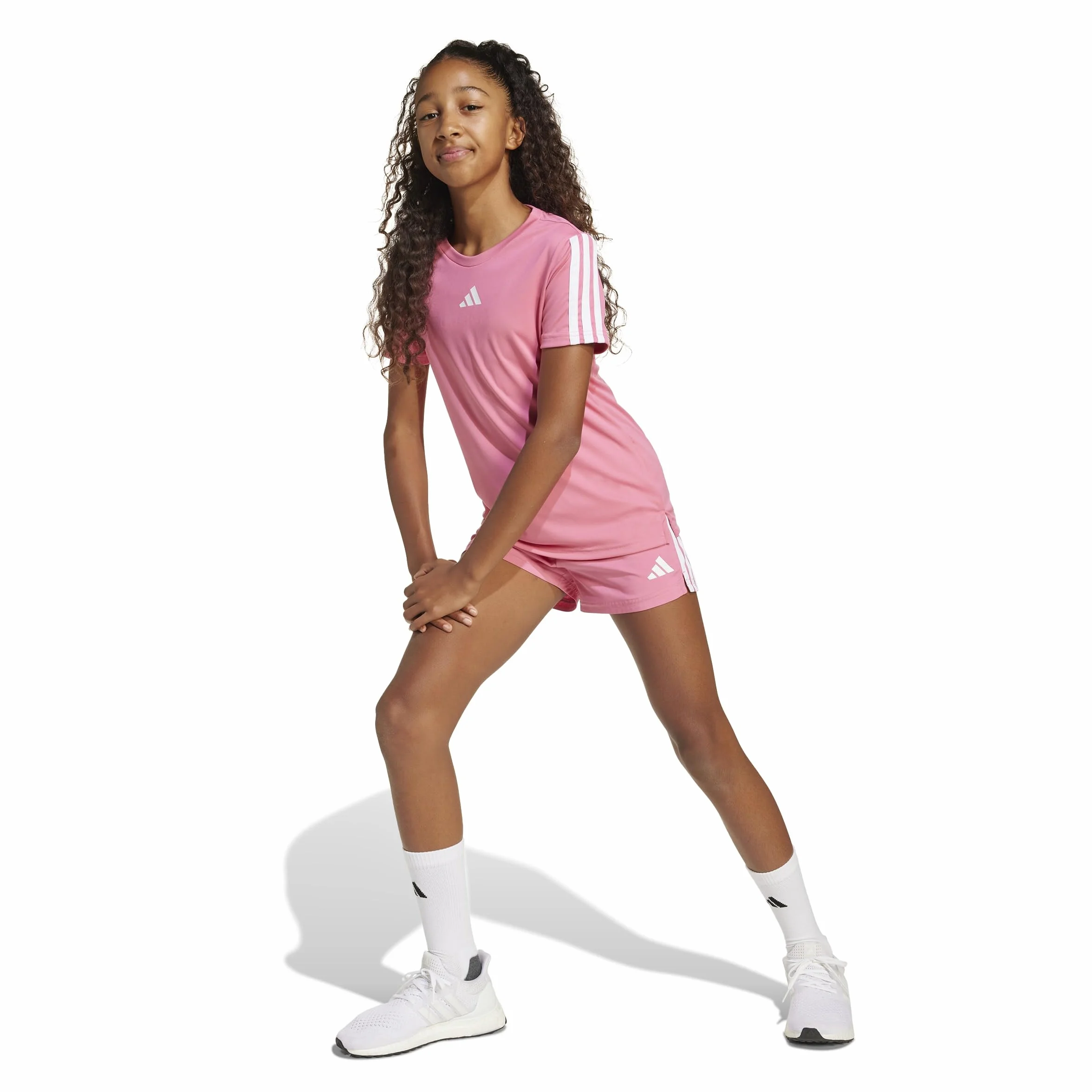 Adidas Train Essentials 3-Stripes Shirt Pink Fusion White 13-14 Years