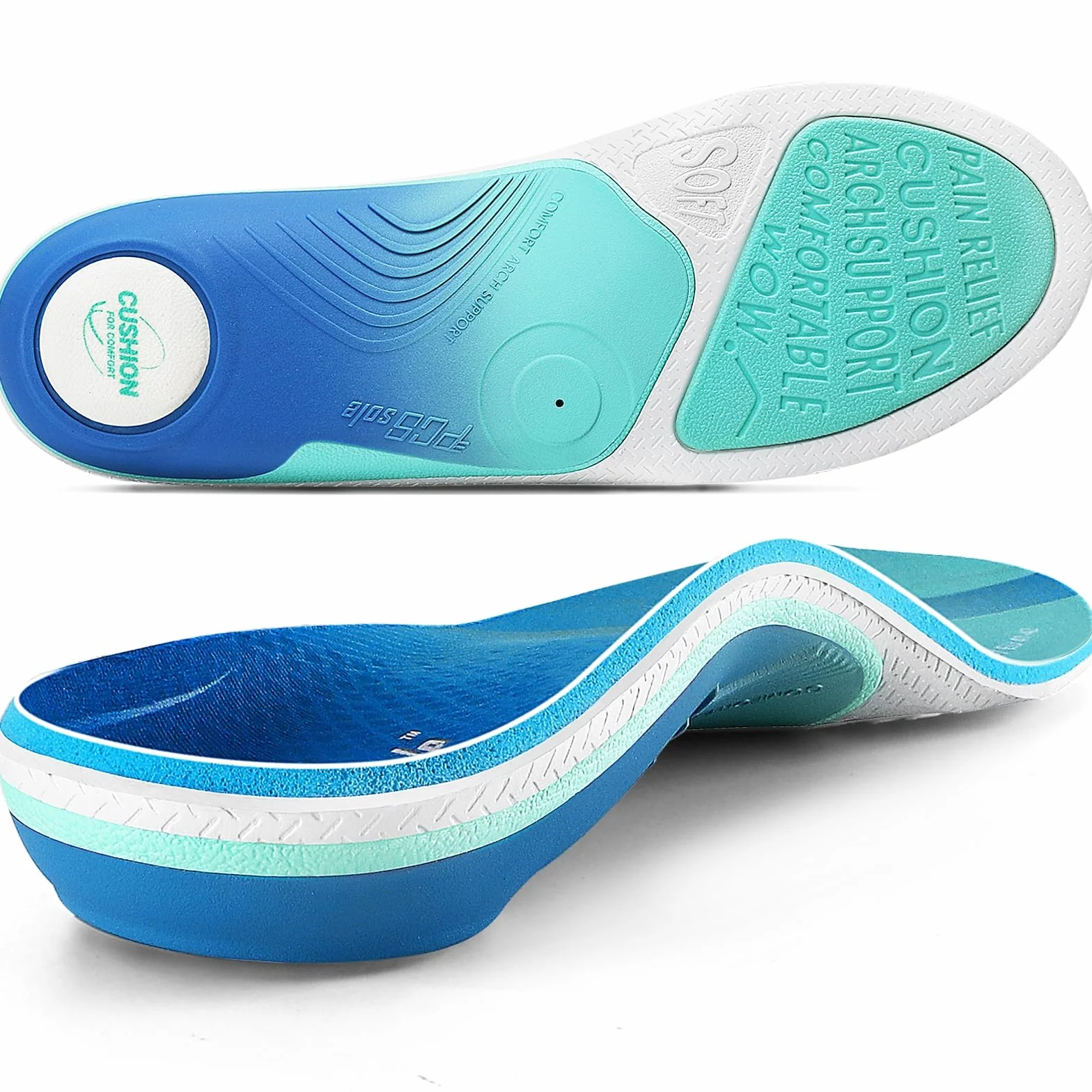 Plantillas Ortopédicas PCSsole Modelo Mejorado con Almohadilla de Bagazo - Soporte para Fascitis Plantar, Pie Plano y Talalgia