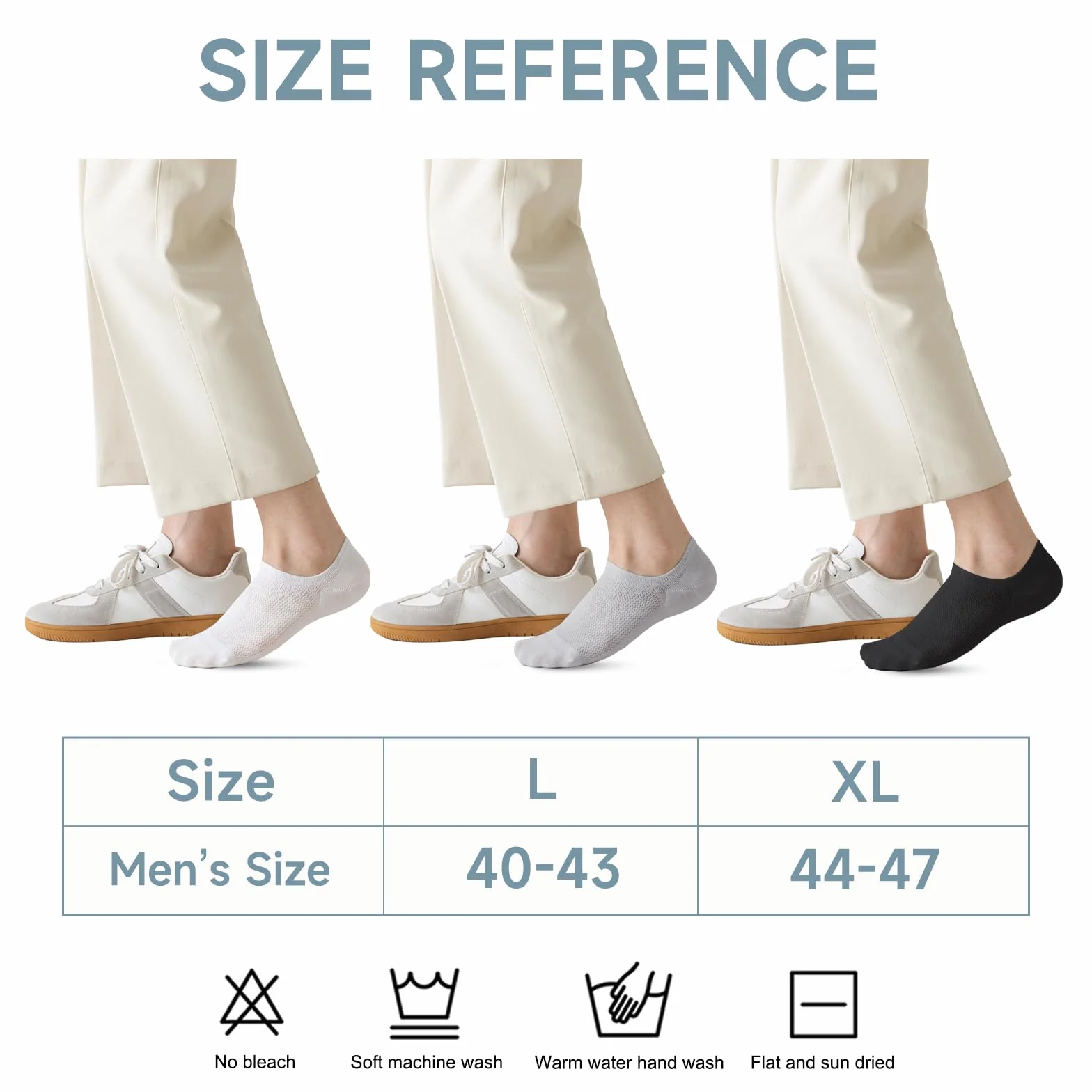 Caudblor Calcetines Invisibles Hombres Transpirable Algodón Antideslizante 40-43 44-47 Negro Blanco