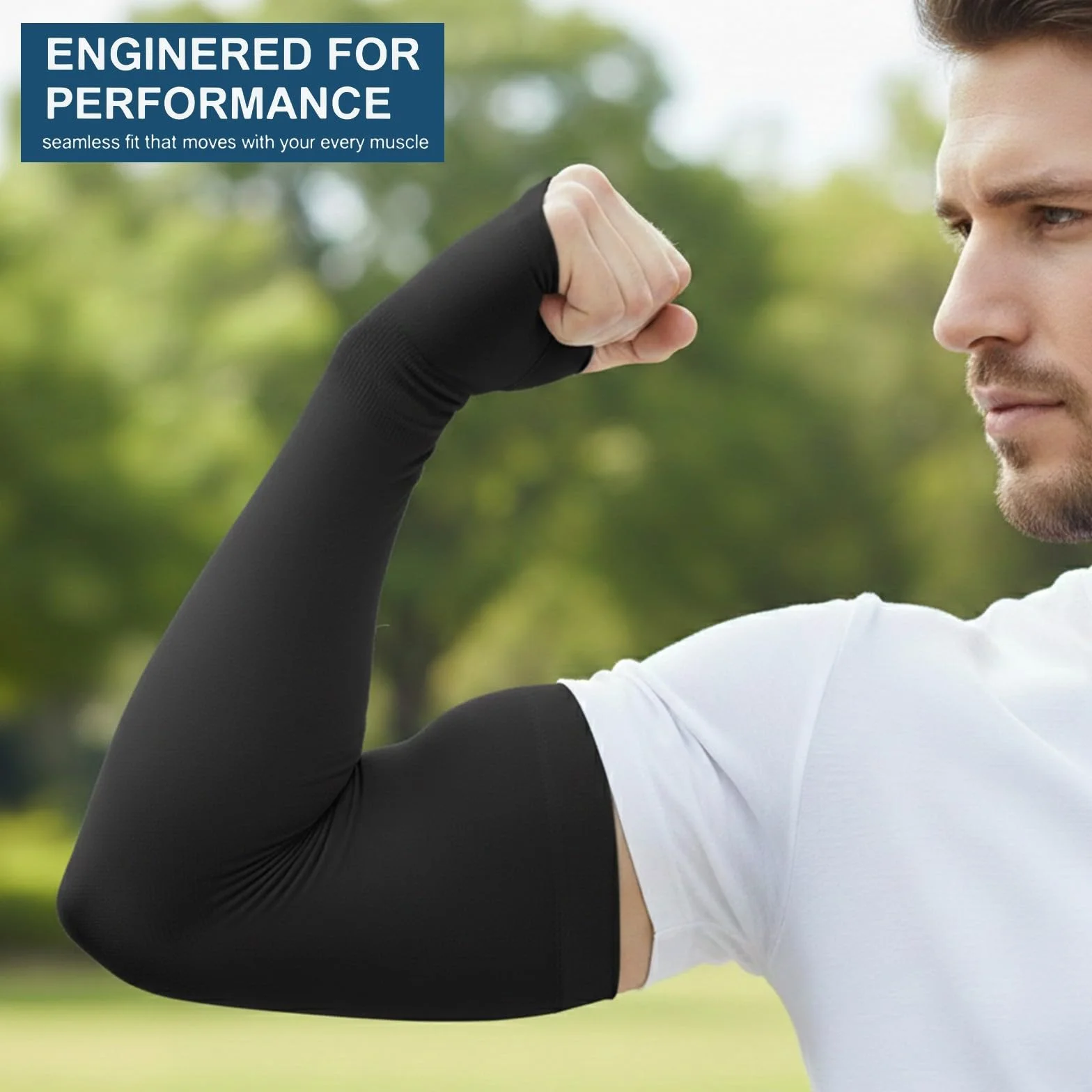 Manguitos Running Unisex Voleibol Mangas Brazos Protección UV Ciclismo Compresión Elástica Transpirable Negro