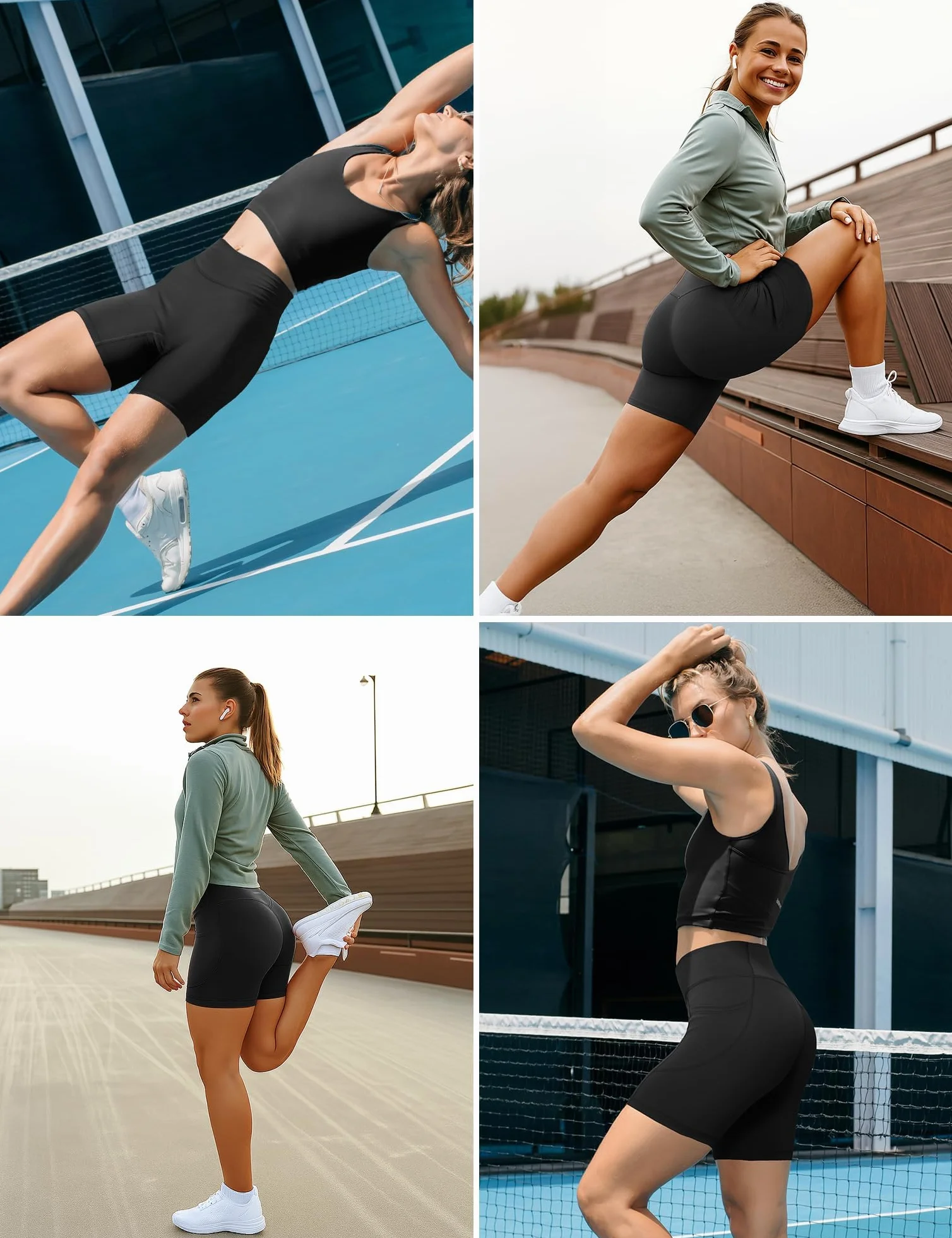 Yogaration Mallas Cortas Push up Sin Costuras Mujer Cintura Alta Antirozaduras Elásticos Yoga Gym Running