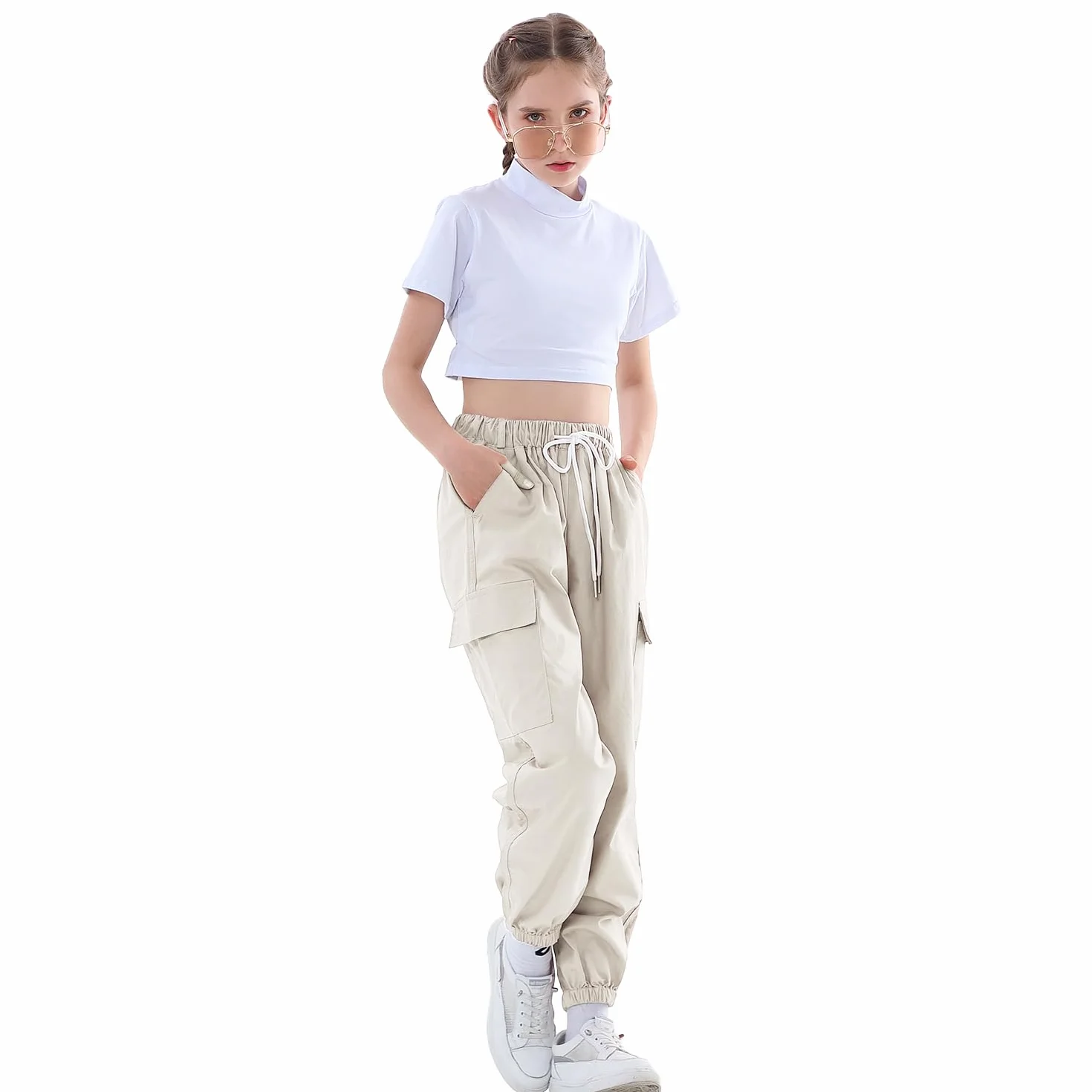 Rolanko Pantalones Cargo Elásticos para Niños Jogger Streetwear Danza