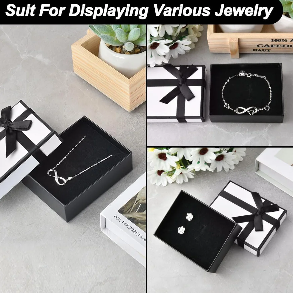 Aucuu Caja de Regalo Joyería 9x7x3cm con Lazo para Collar Pendientes Cumpleaños Boda