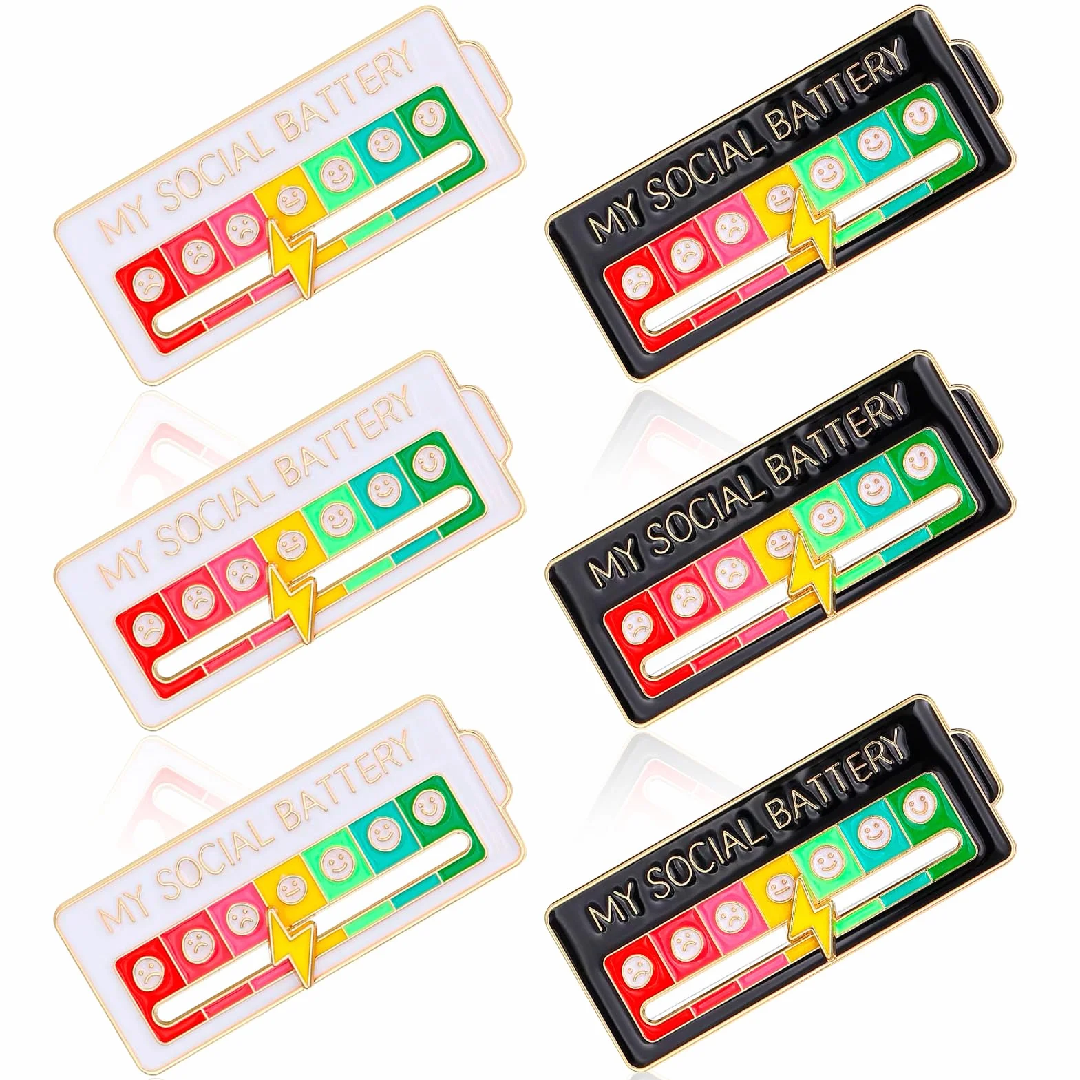 Social Battery Pin, Mi Pin de Batería Social para el Estado de Ánimo, Broches de Esmalte Interactivos, Pins de Humor Creativos