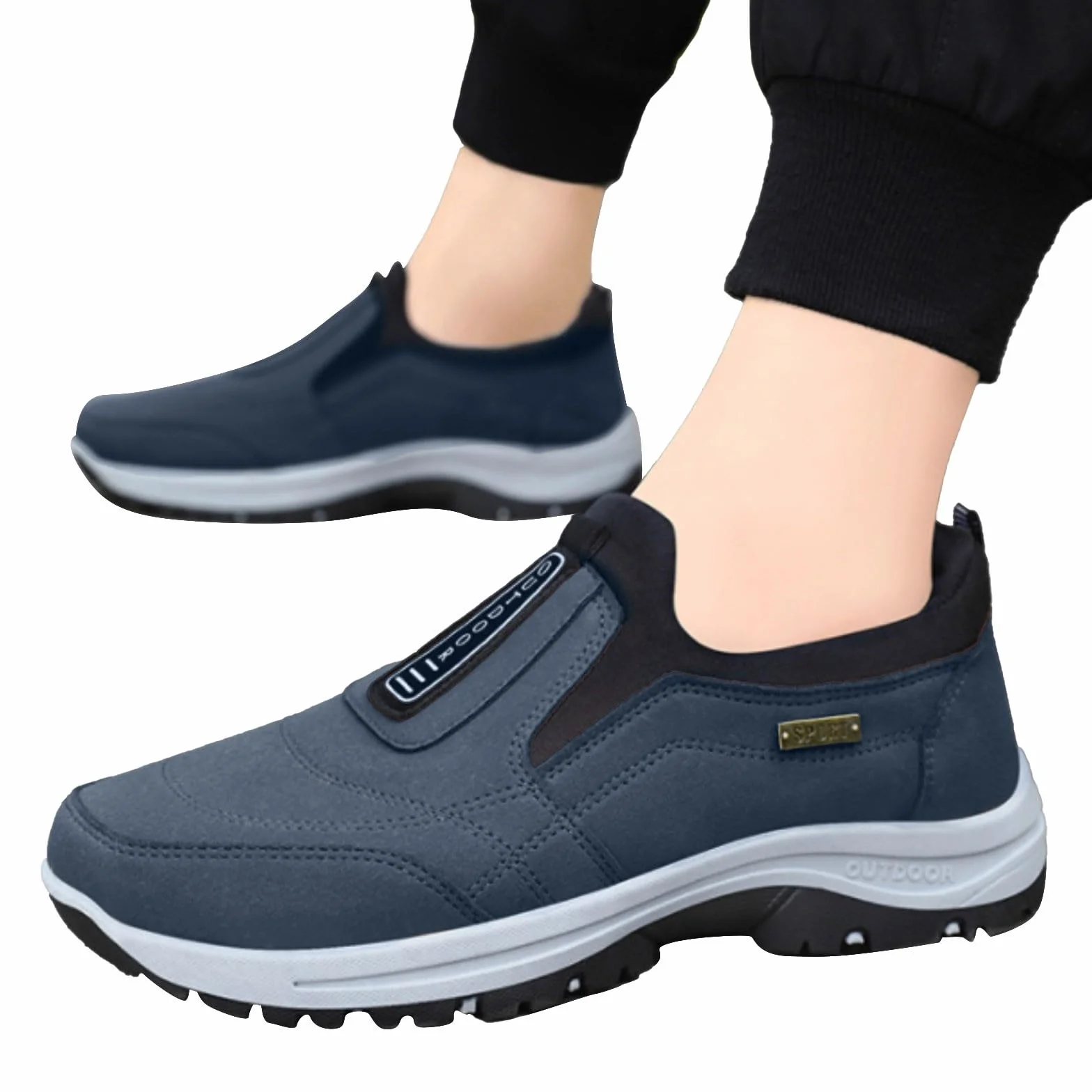 Zapatos de Senderismo sin Cordones para Hombre, Impermeables Antideslizantes