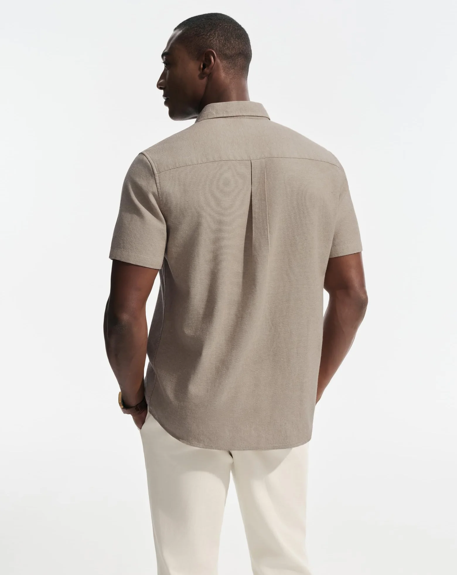 PJ PAUL JONES Camisa de lino manga corta para hombre, ligera verano
