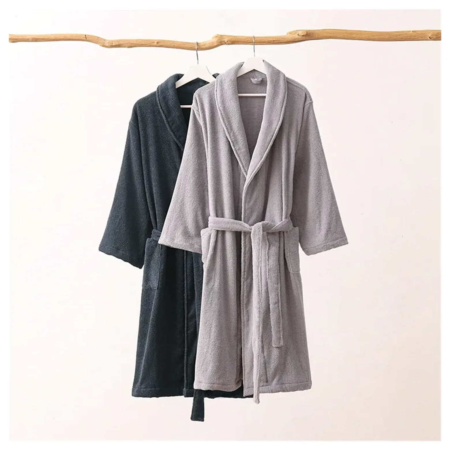 Albornoz Mujer Rizo Albornoz de algodón invierno for hombre, cálido, grueso, for amantes la ropa dormir, cómodo y acogedor for mujer