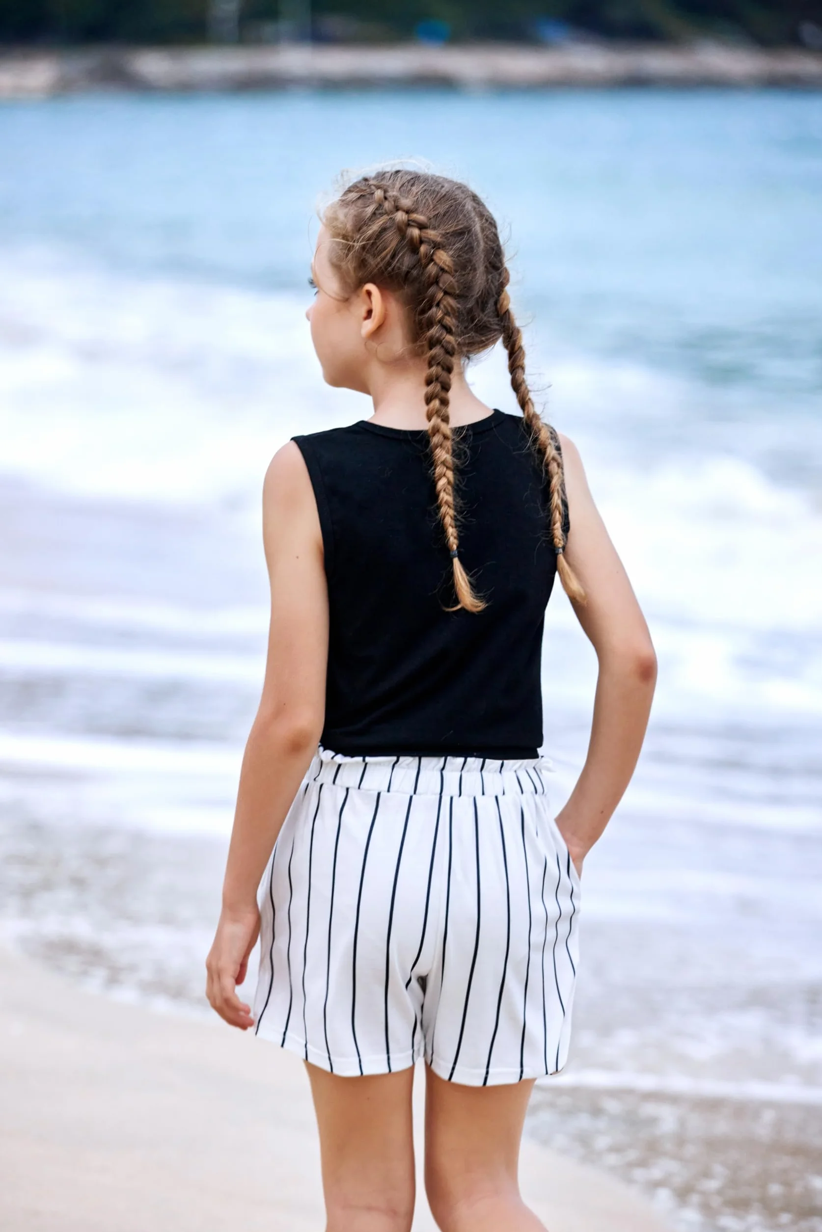Arshiner Niñas Conjuntos Camiseta de Tirantes y Pantalón Corto Conjuntos de ropa Verano Moda casual Camisetas sin mangas Conjunto para niña 6-14 años