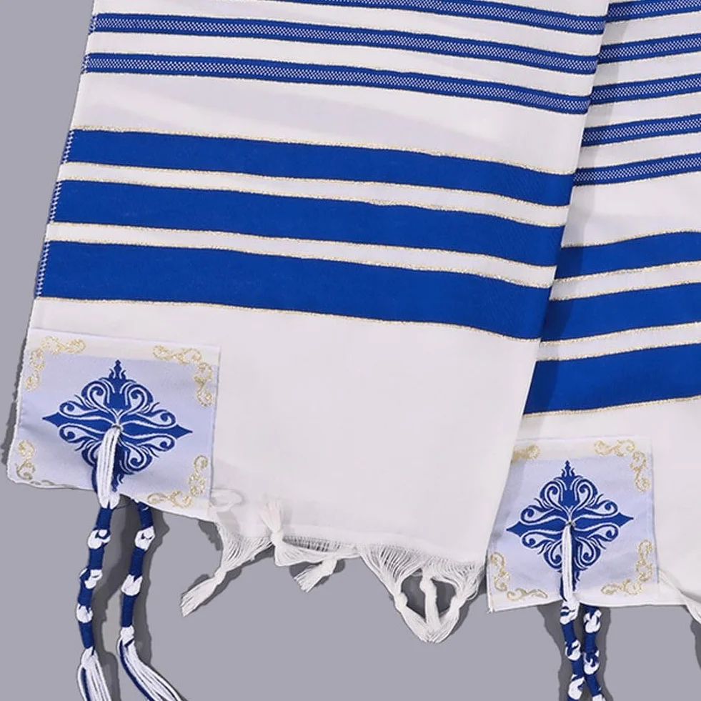 Chal De Oración Judío Tallit Katan Israel con Cuerdas Tzitzit Tallit Tradicional Israelí con Bendición En Banda para Cuello para Hombres Y Mujeres