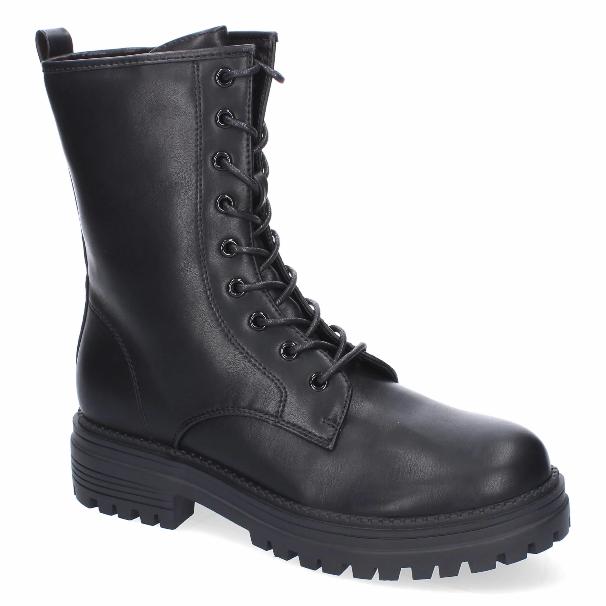 Botas Mujer Militar Cordones Suela Dentada Cremallera Lateral