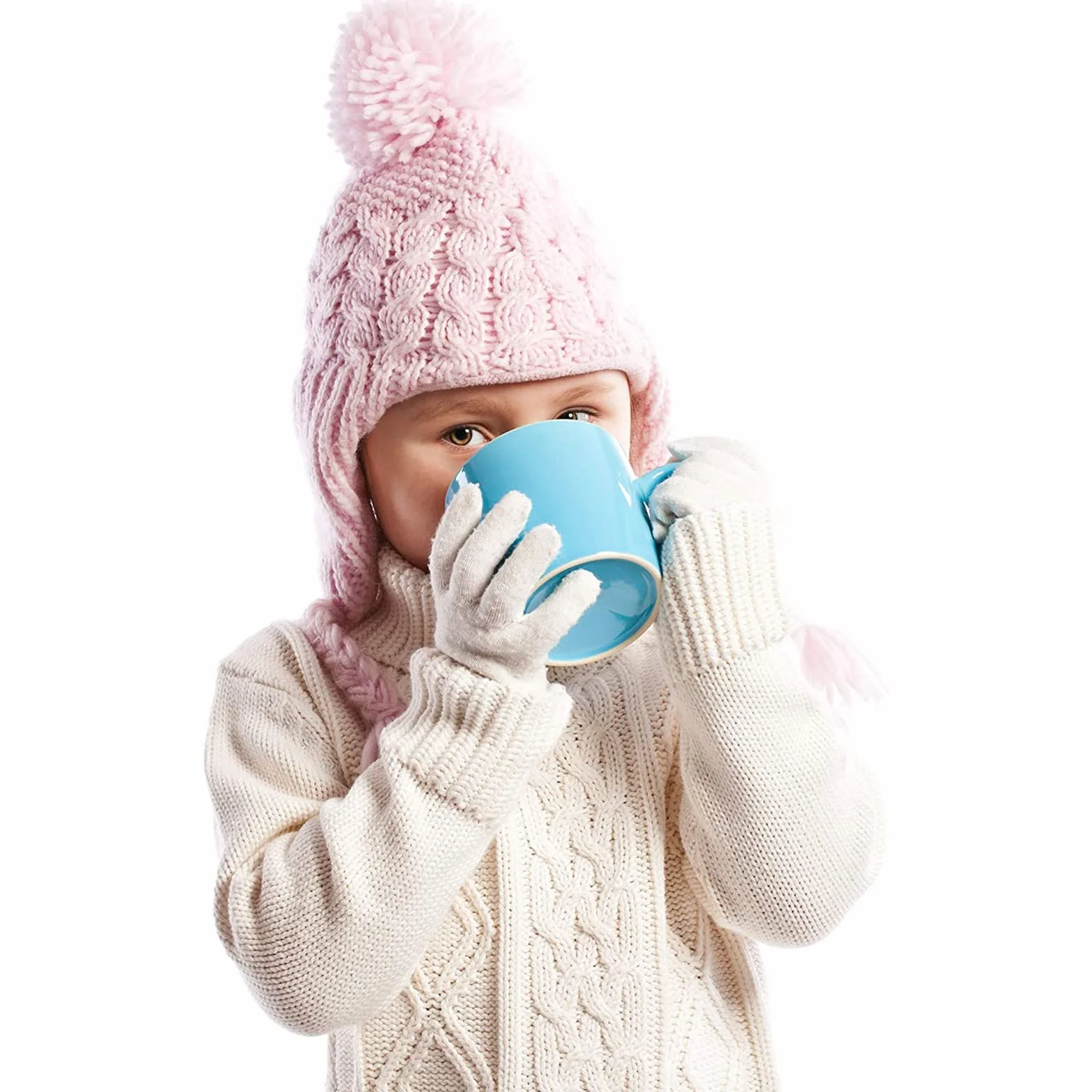Geyoga 3 Pares Guantes de Punto de Invierno Elásticos Tejidos Niño