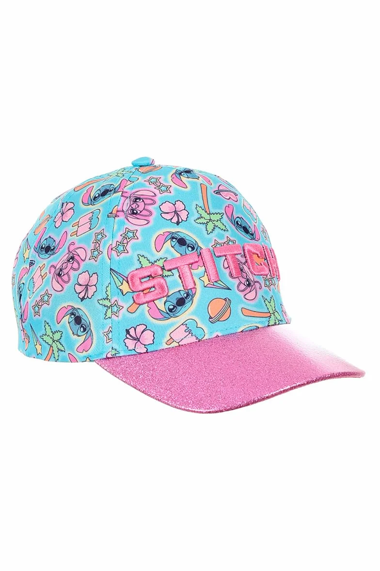 Disney Stitch Gorra de Béisbol Purpurina 3D Tropical para Niñas