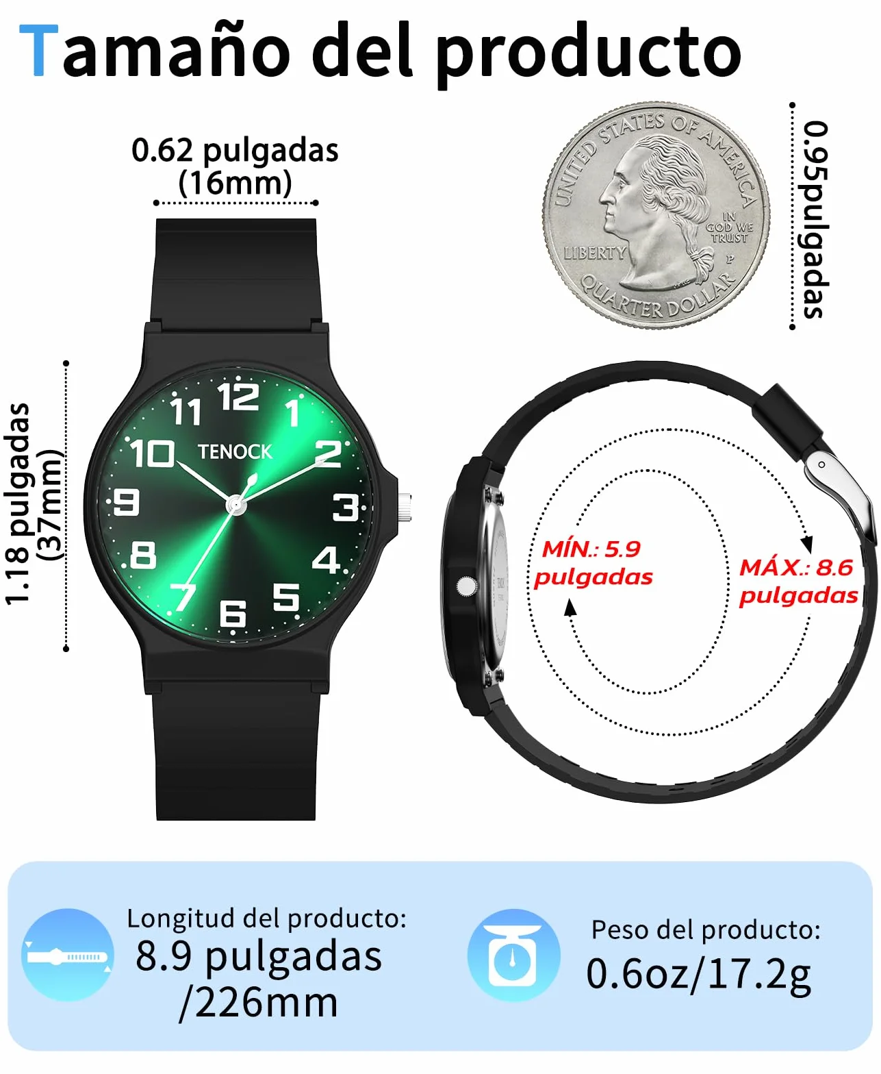 Reloj analógico para niños resistente al agua 30 m deportivo esfera delgada correa suave