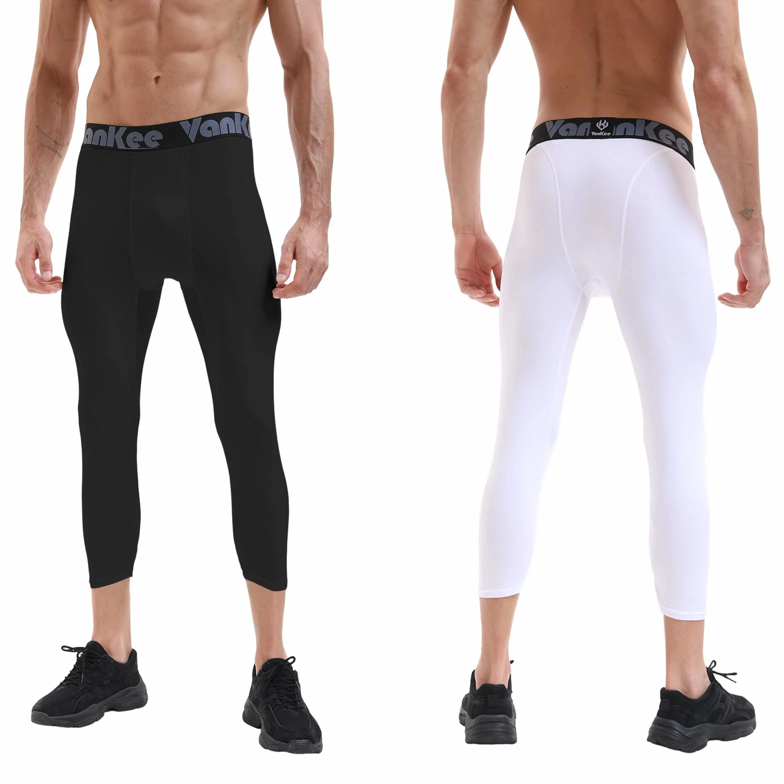 Pantalones de Hombre Compresión 3/4 Malla Transpirable Secado Rápido para Basketball Gym Fútbol