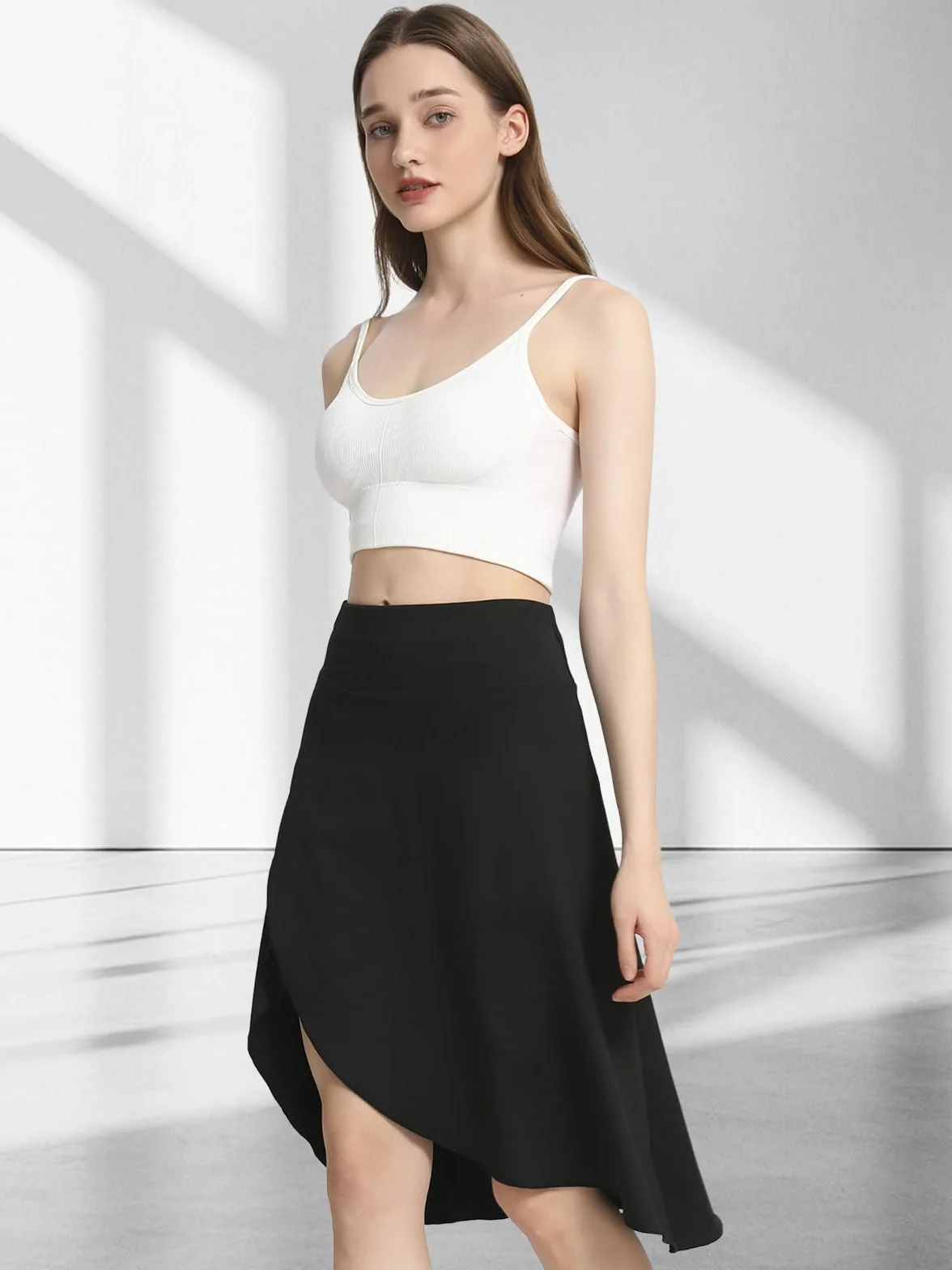 Bezioner Falda Pantalon Mujer Midi Deportiva Larga Padel Tenis Golf con Pantalones Cortos Bolsillos