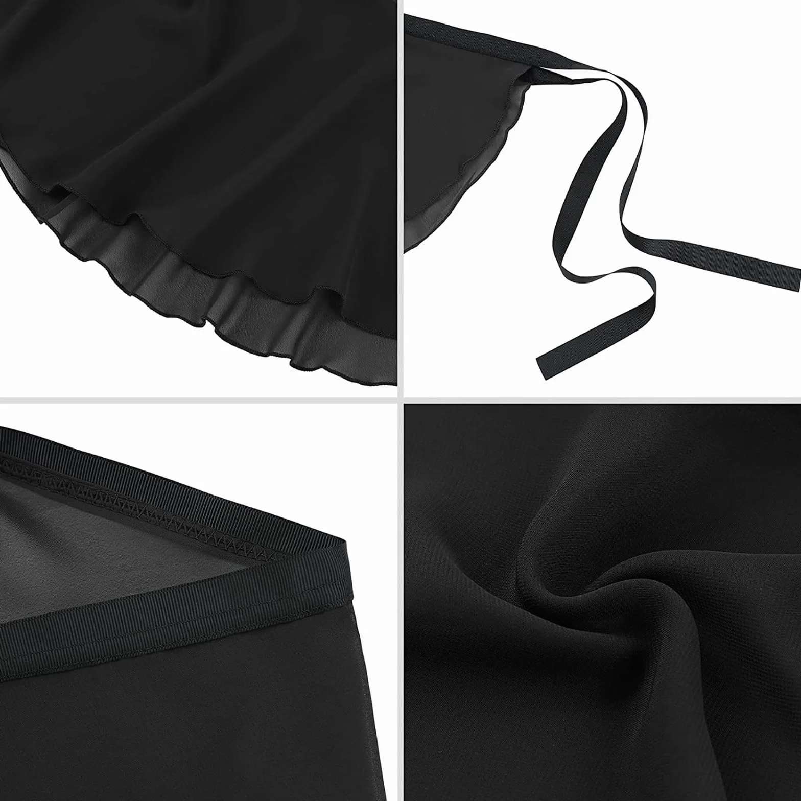 Falda de Ballet para Niña Mujer, Gasa Cintura Ajustable Lazo, 2 Piezas Negro